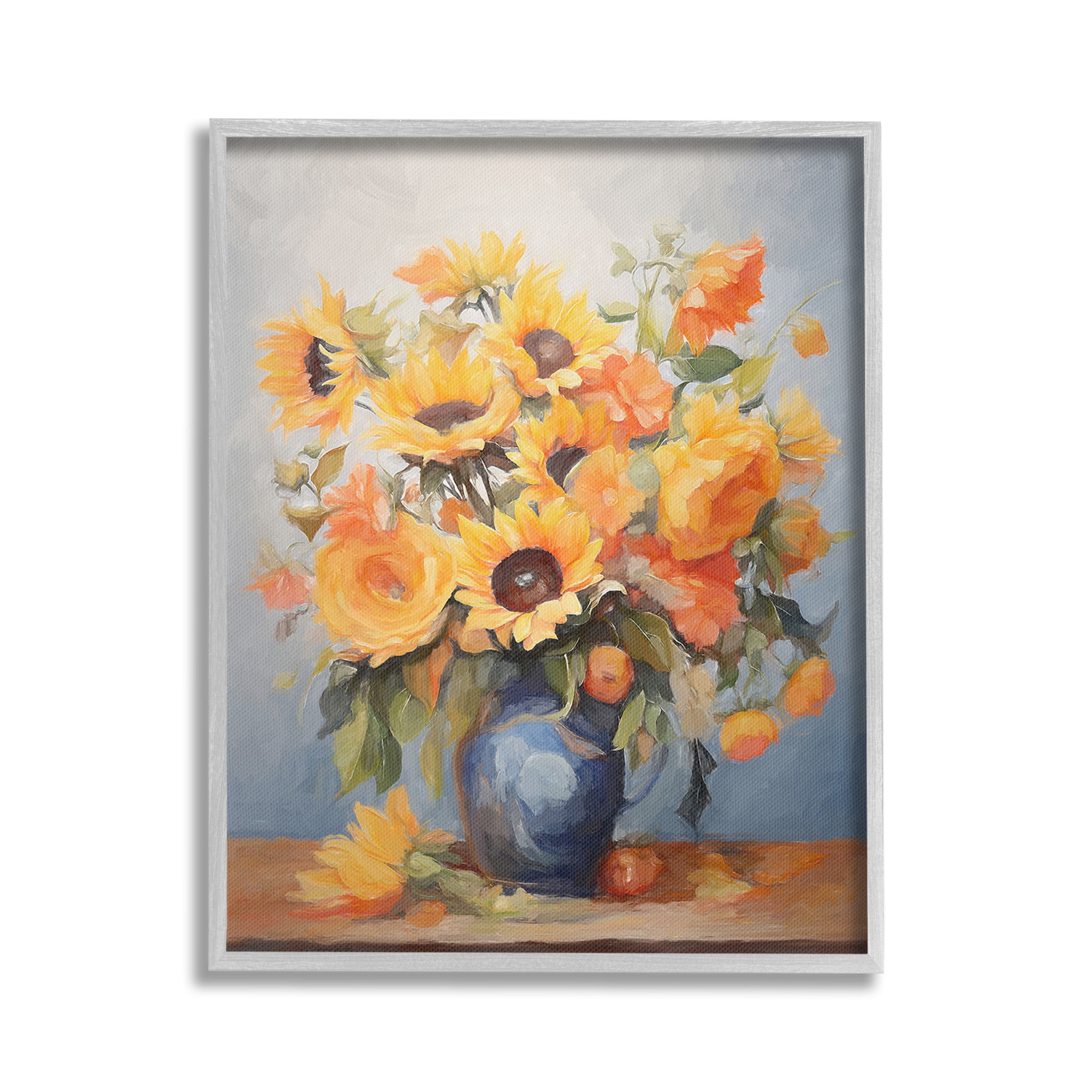 Stupell Industries Classic Bouquet in Vase Botanical & Floral Painting Gray Framed Art Print Wall Art, 24 x 30