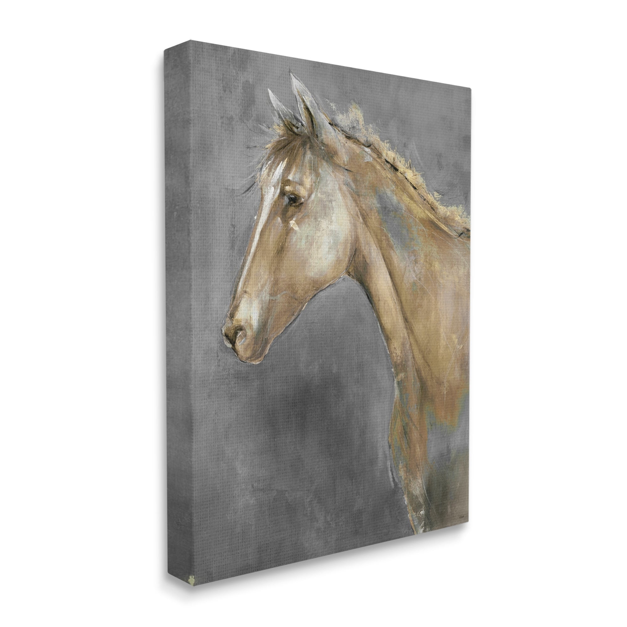 Stupell Industries Classic Brown Horse on Gray Paintbrush Stroke Pattern ,24 x 30,Designed by K. Nari