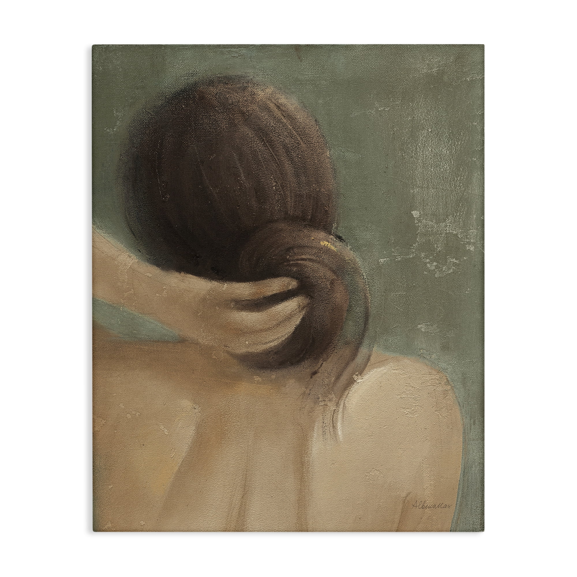 Stupell Industries Classic Brunette Woman Novelty Painting Gallery Wrapped Canvas Art Print Wall Art, 30 x 40