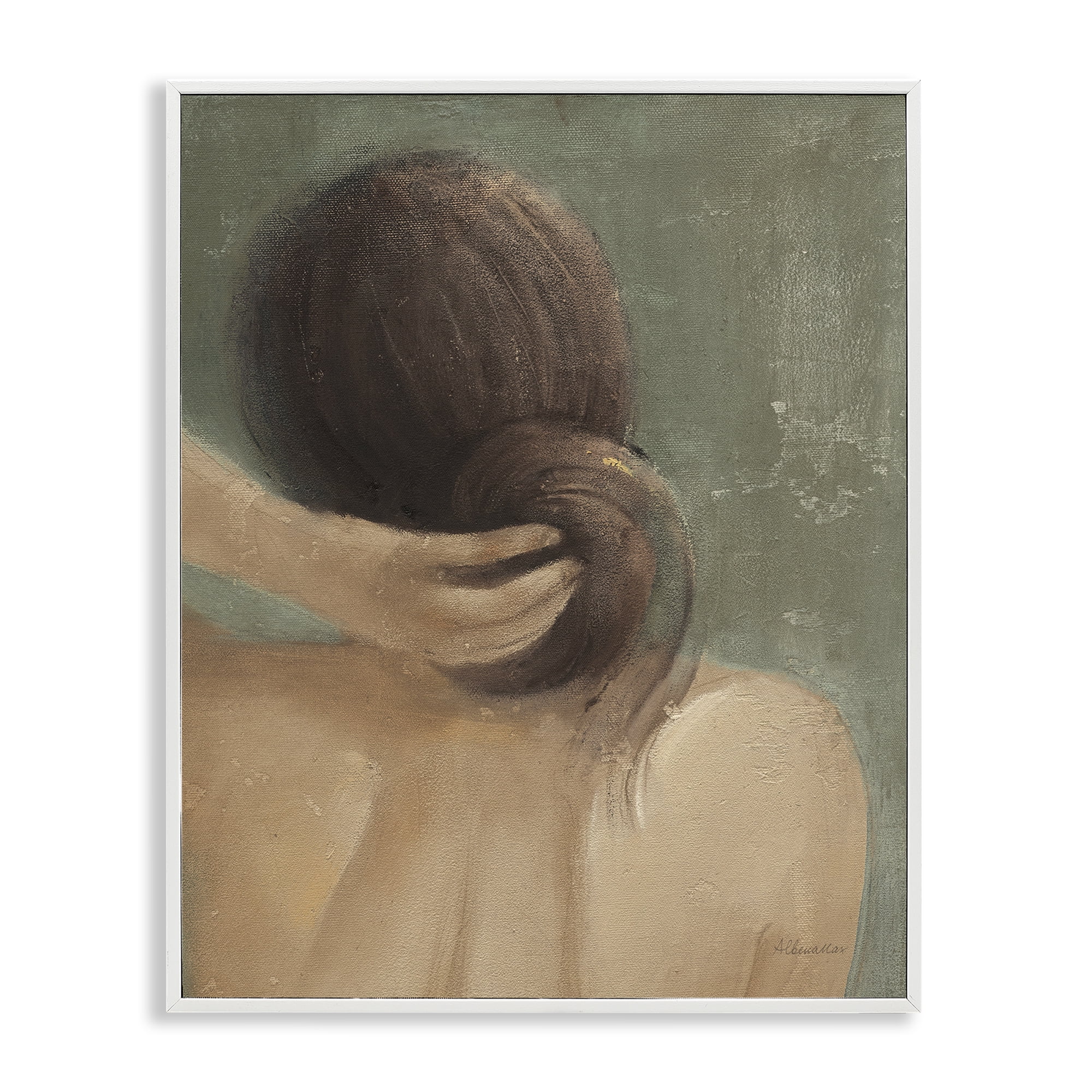 Stupell Industries Classic Brunette Woman Novelty Painting White Framed Art Print Wall Art, 11 x 14
