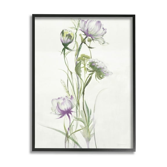 Stupell Industries Classic Budding Flower Blossoms Graphic Art Black Framed Art Print Wall Art, Design by Liz Jardine