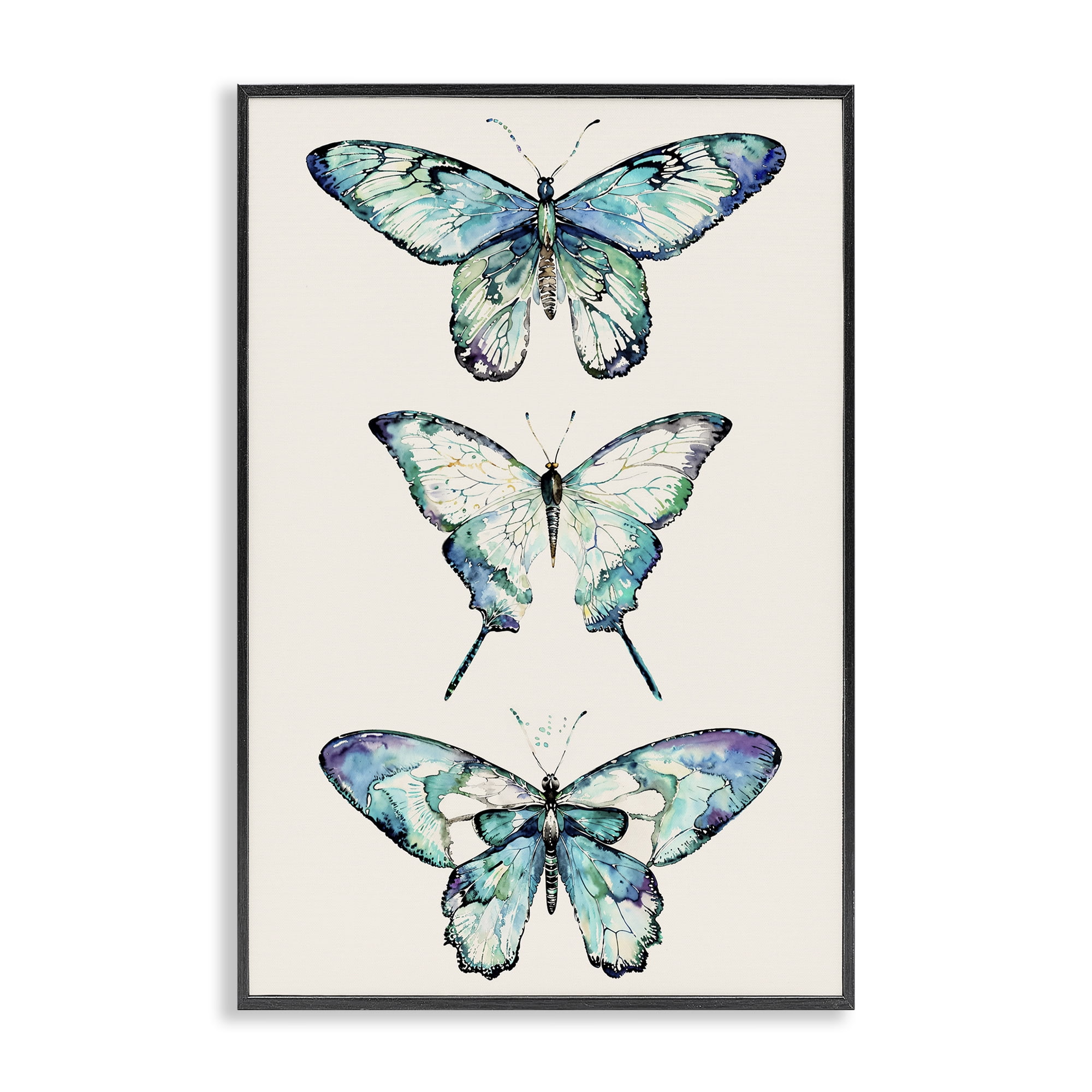 Stupell Industries Classic Butterfly Specimens Insects Painting Black Framed Art Print Wall Art, 20 x 30