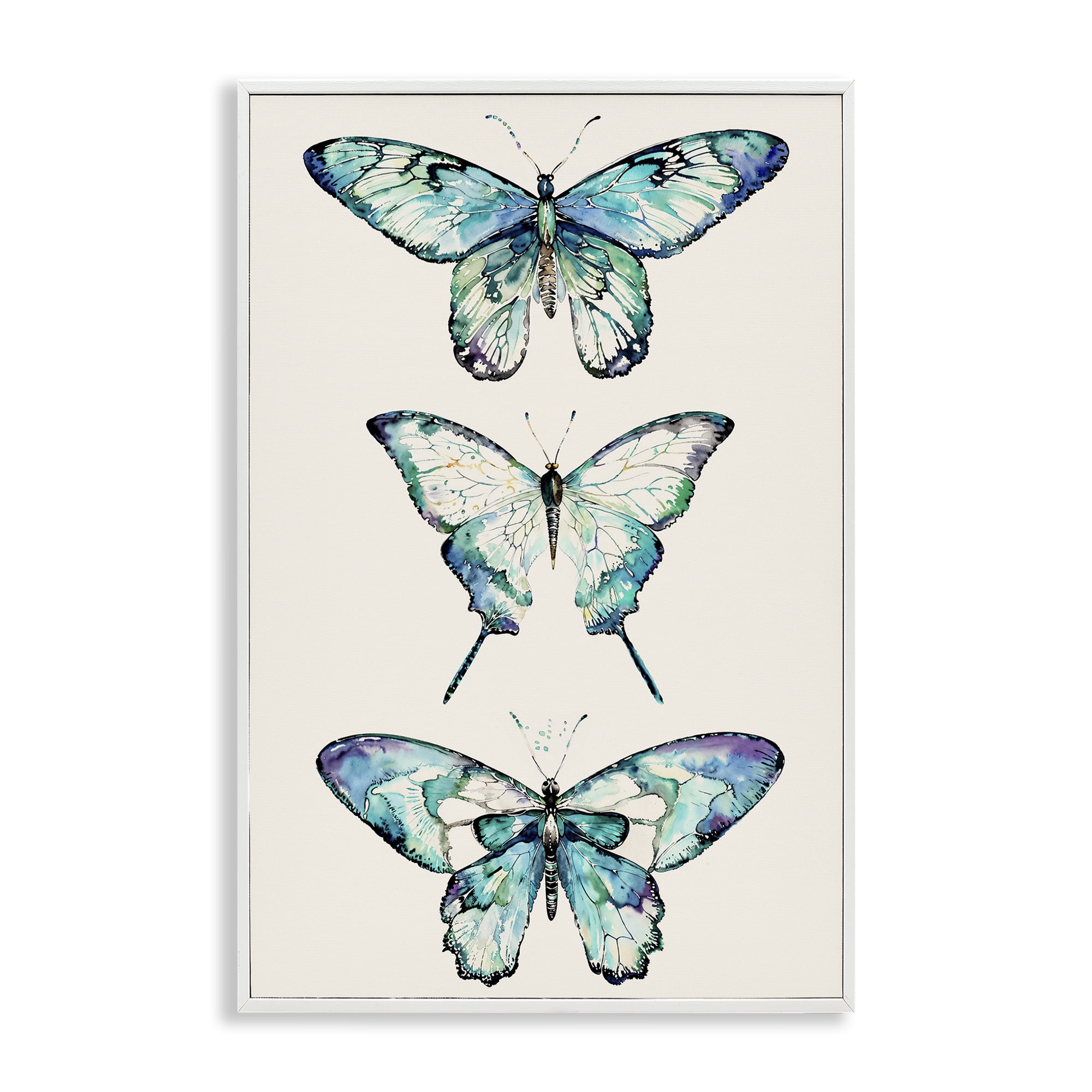 Stupell Industries Classic Butterfly Specimens Insects Painting White Framed Art Print Wall Art, 12 x 18