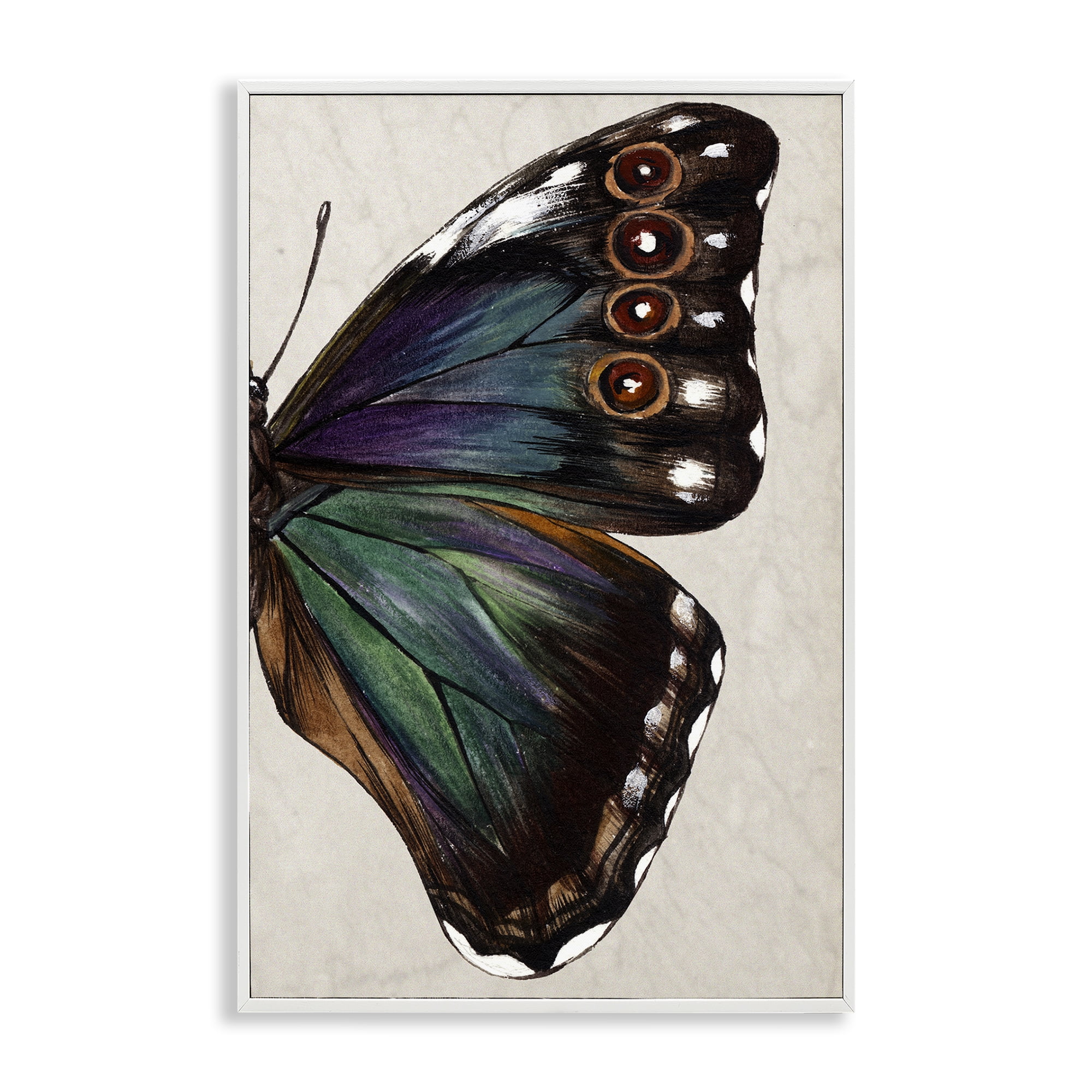 Stupell Industries Classic Butterfly Wing Animals & Insects Painting White Framed Art Print Wall Art, 12 x 18