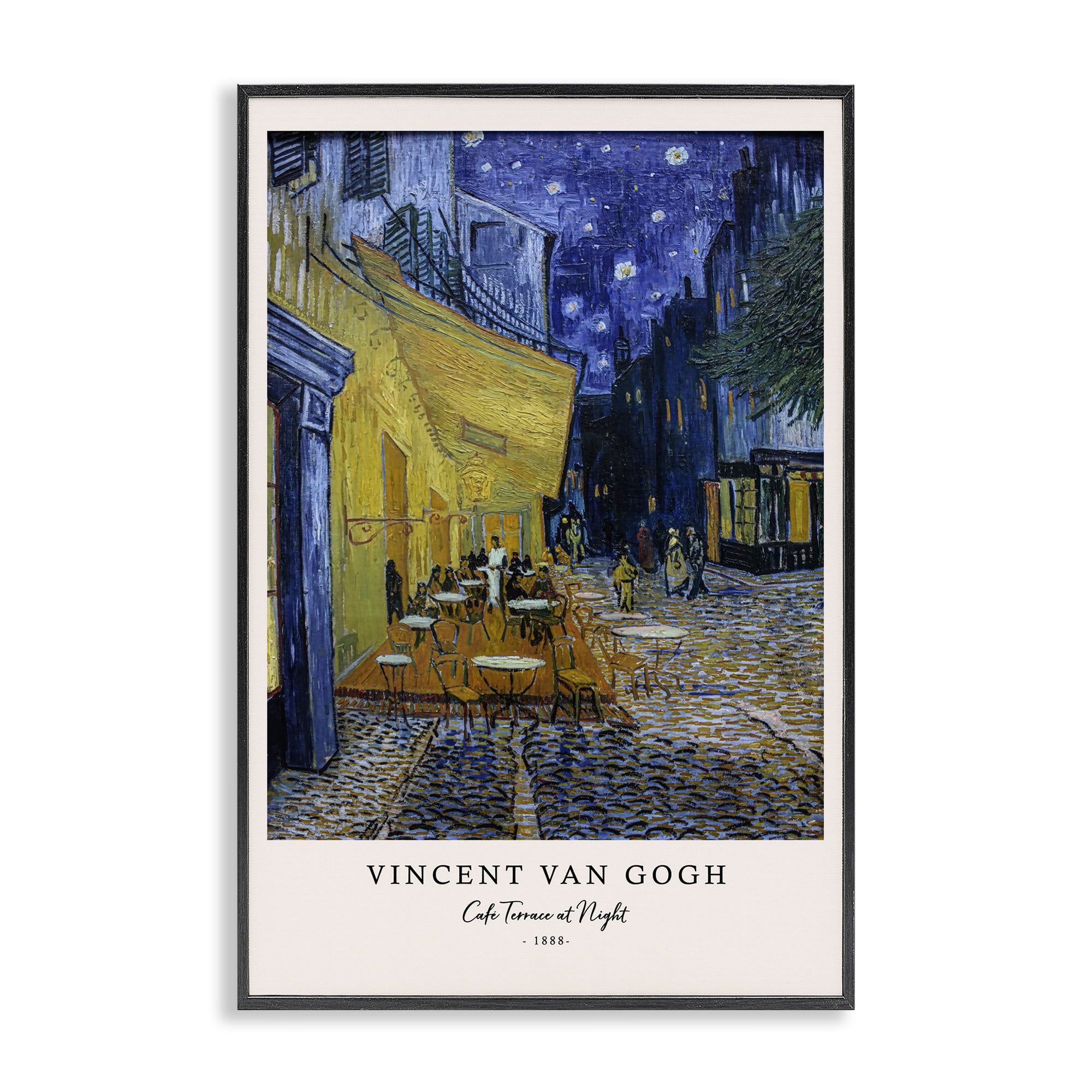 Stupell Industries Classic Cafe Terrace At Night Black Framed Giclee Art, design by Vintage Hustle