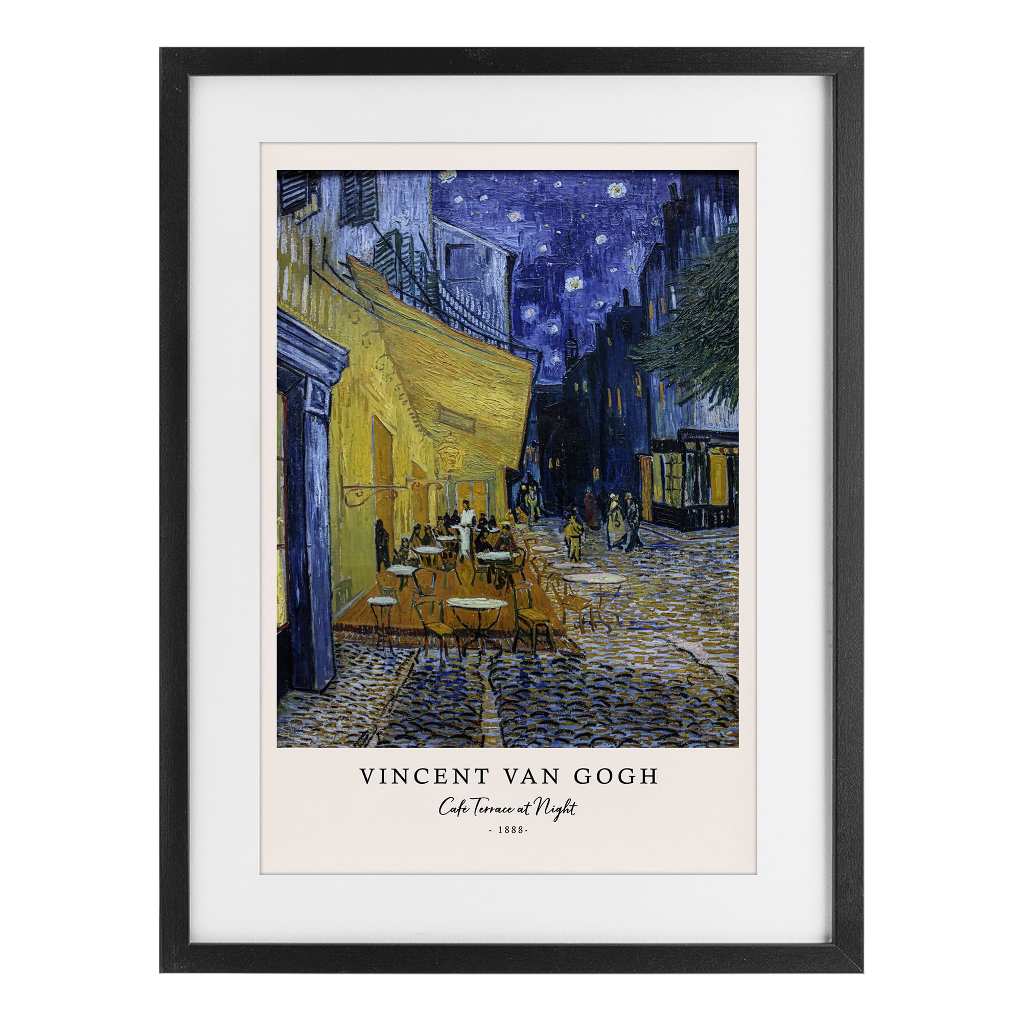 Stupell Industries Classic Cafe Terrace At Night Black Framed Print Under Glass, design by Vintage Hustle