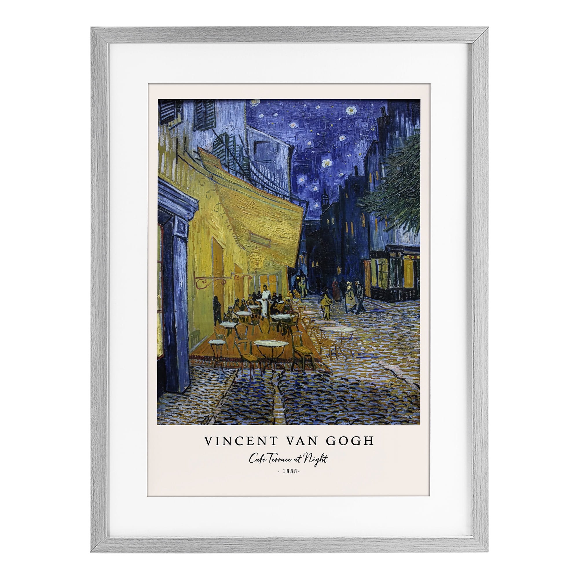 Stupell Industries Classic Cafe Terrace At Night Gray Framed Print Under Glass, design by Vintage Hustle