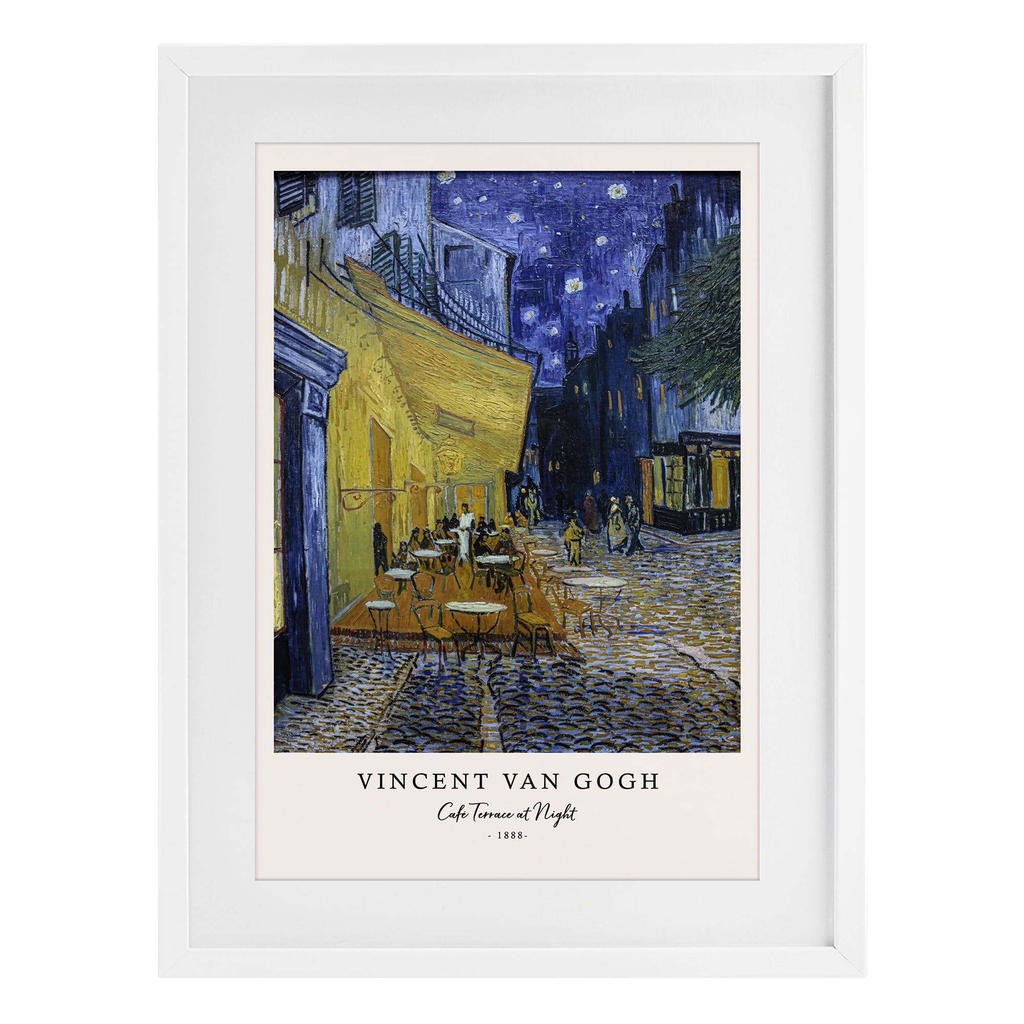 Stupell Industries Classic Cafe Terrace At Night White Framed Print Under Glass, design by Vintage Hustle