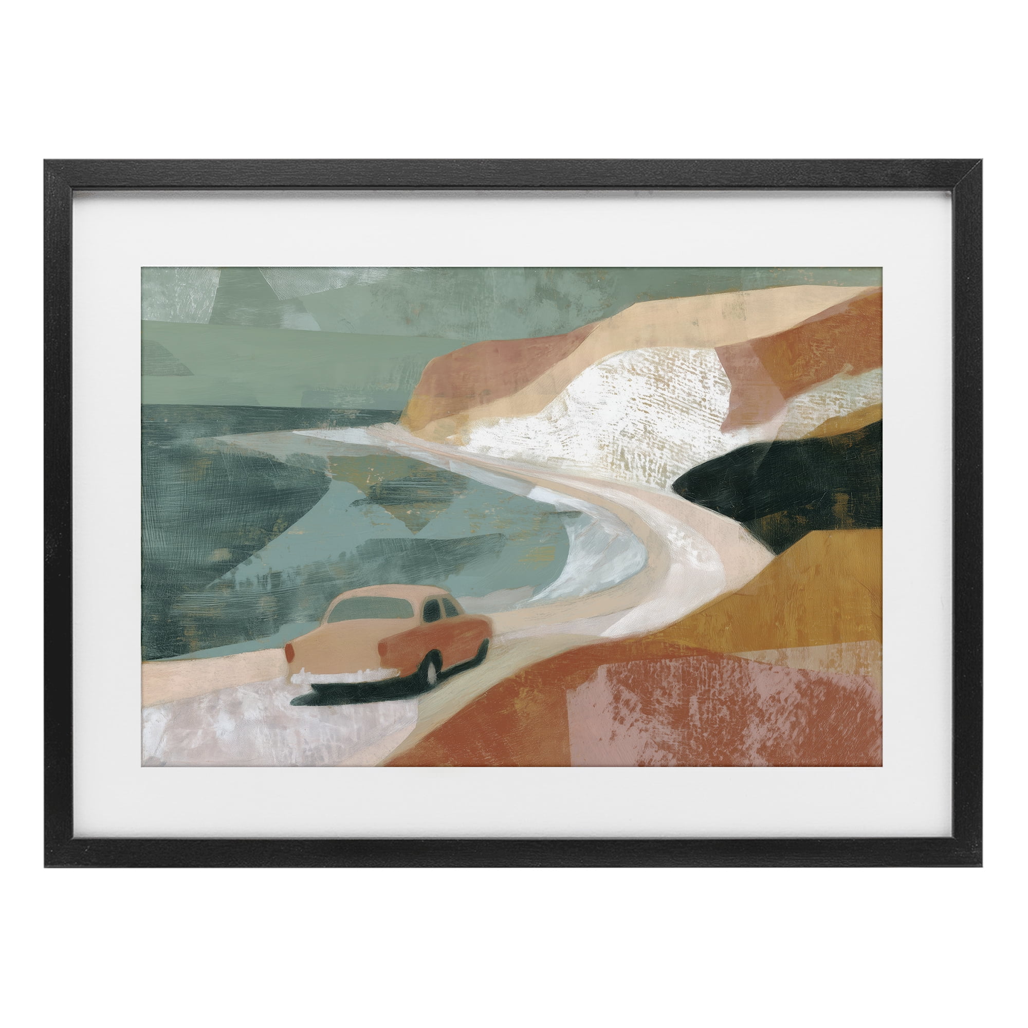 Stupell Industries Classic Car on Coastal Highway Black Framed Print Under Glass, design by Chromatic Storm Studio