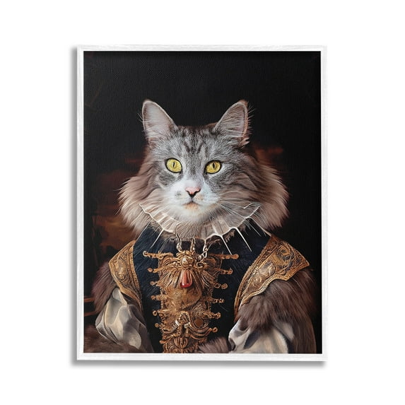 Stupell Industries Classic Cat Regal Fashion Animals & Insects Painting White Framed Art Print Wall Art, 16 x 20