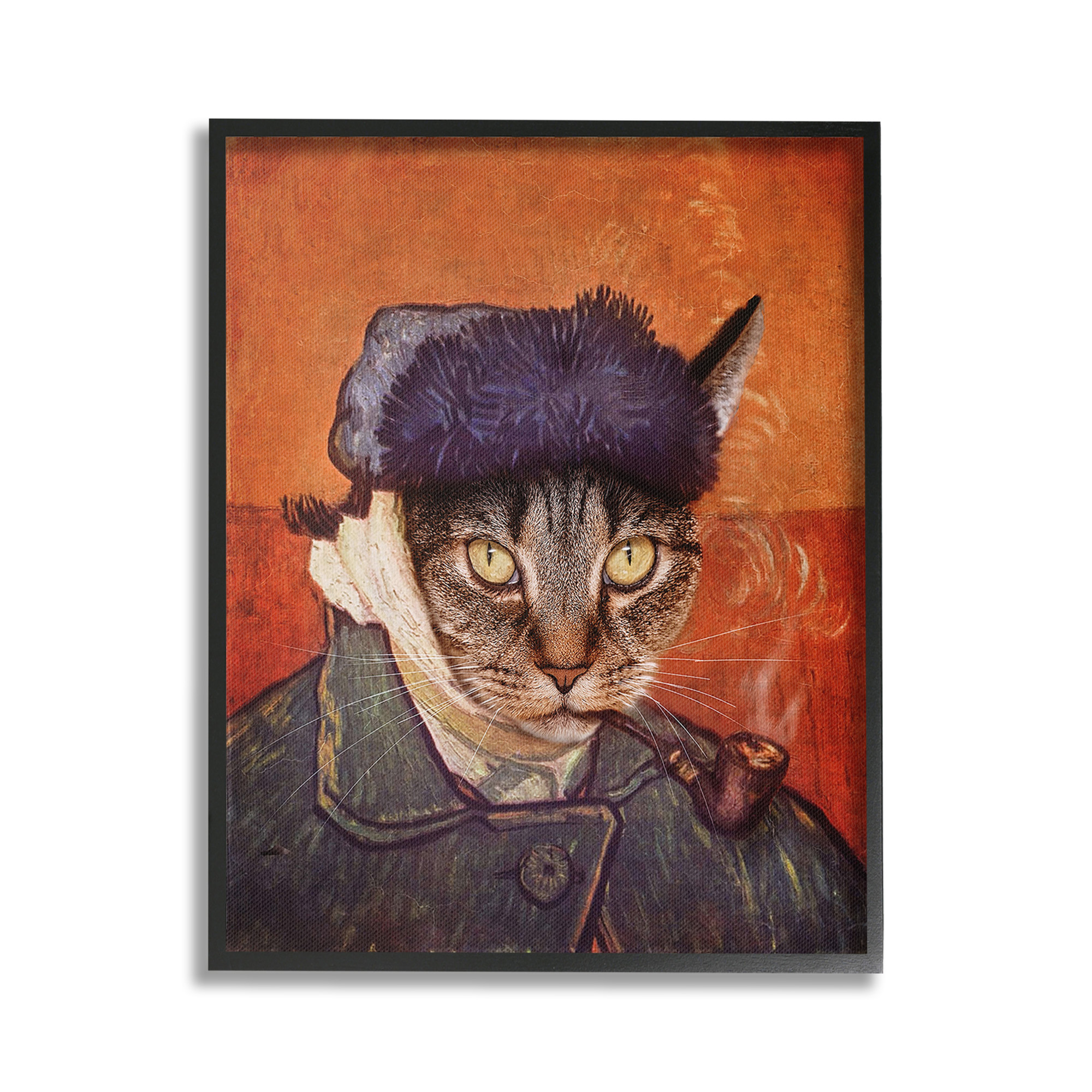 Stupell Industries Classic Cat Self Portrait Animals & Insects Painting Black Framed Art Print Wall Art, 24 x 30