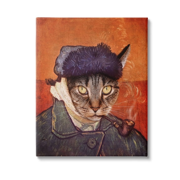 Stupell Industries Classic Cat Self Portrait Animals & Insects Painting Gallery Wrapped Canvas Art Print Wall Art, 24 x 30