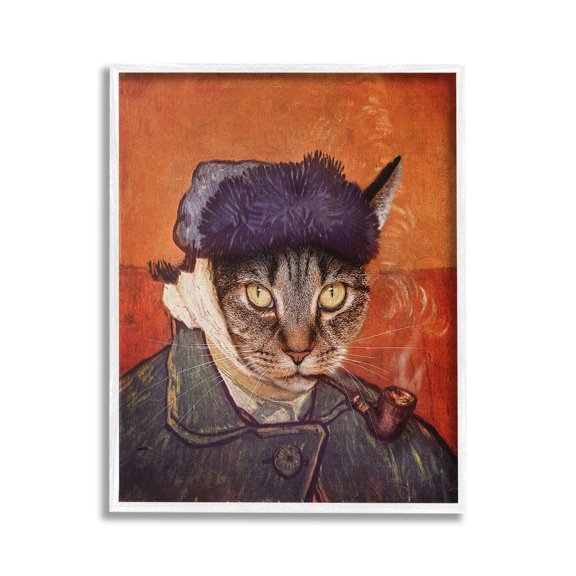 Stupell Industries Classic Cat Self Portrait Animals & Insects Painting White Framed Art Print Wall Art, 24 x 30