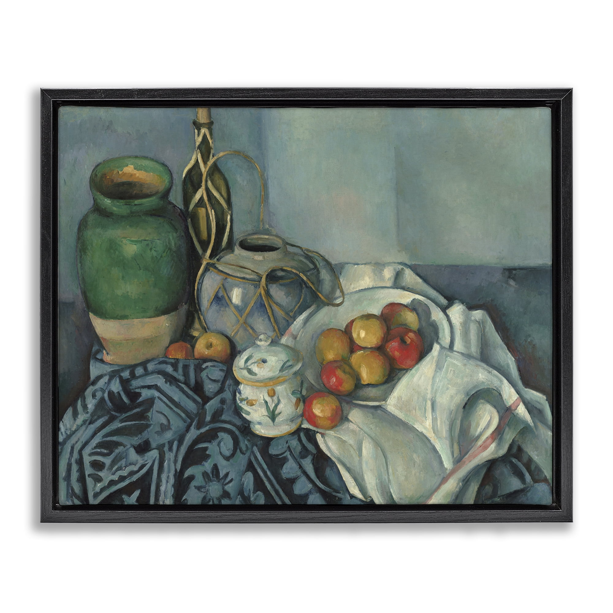 Stupell Industries Classic Cezanne Apples Still Life Food & Beverage Painting Black Floater Framed Canvas Art Print Wall Art, 21 x 17