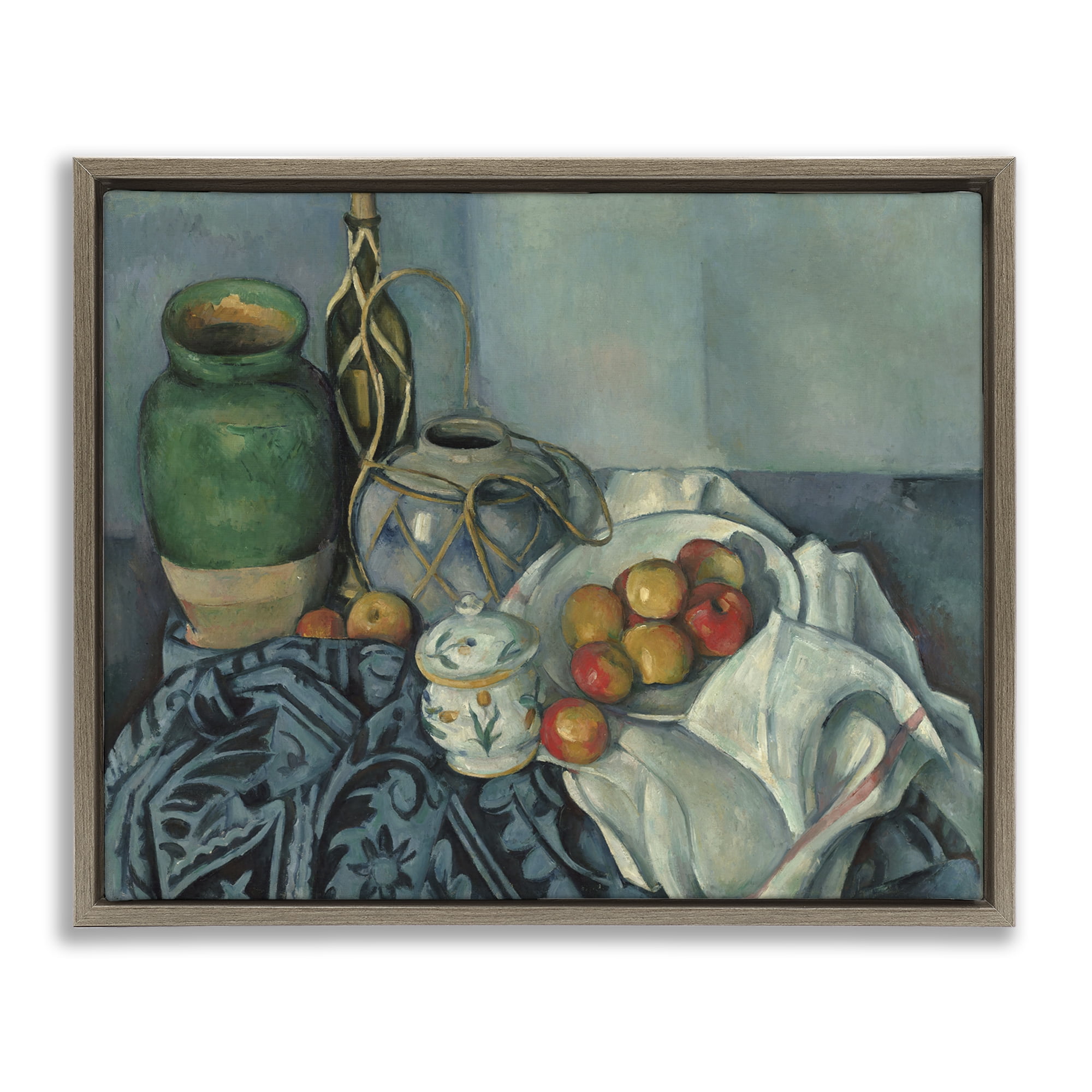 Stupell Industries Classic Cezanne Apples Still Life Food & Beverage Painting Brown Floater Framed Canvas Art Print Wall Art, 31 x 25