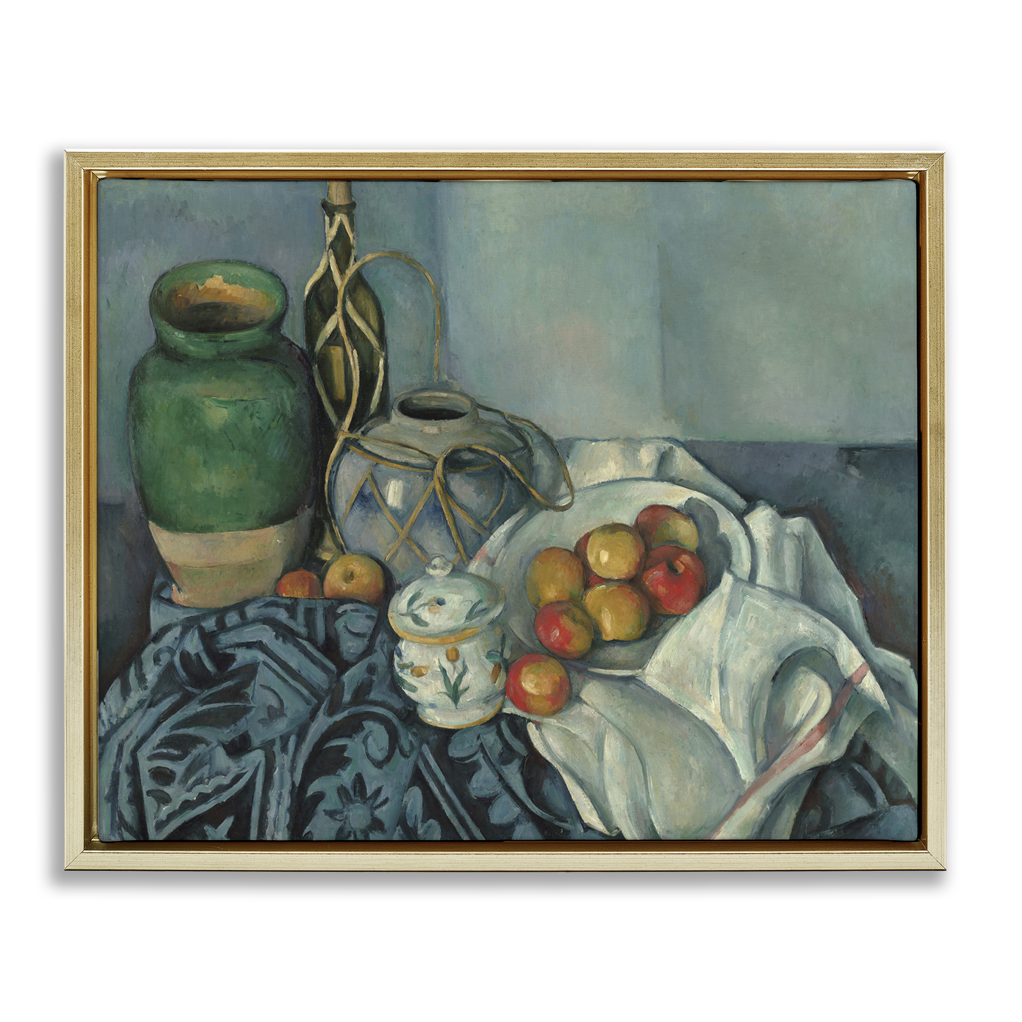 Stupell Industries Classic Cezanne Apples Still Life Food & Beverage Painting Gold Floater Framed Canvas Art Print Wall Art, 31 x 25