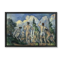 Stupell Industries Classic Cezanne Bathers People Painting Black Floater Framed Canvas Art Print Wall Art, 25 x 17