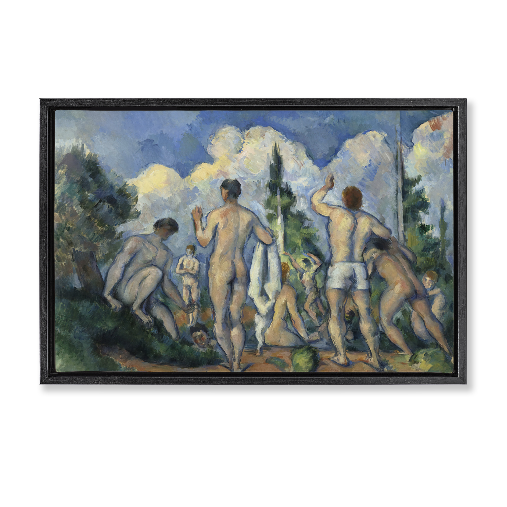 Stupell Industries Classic Cezanne Bathers People Painting Black Floater Framed Canvas Art Print Wall Art, 31 x 21