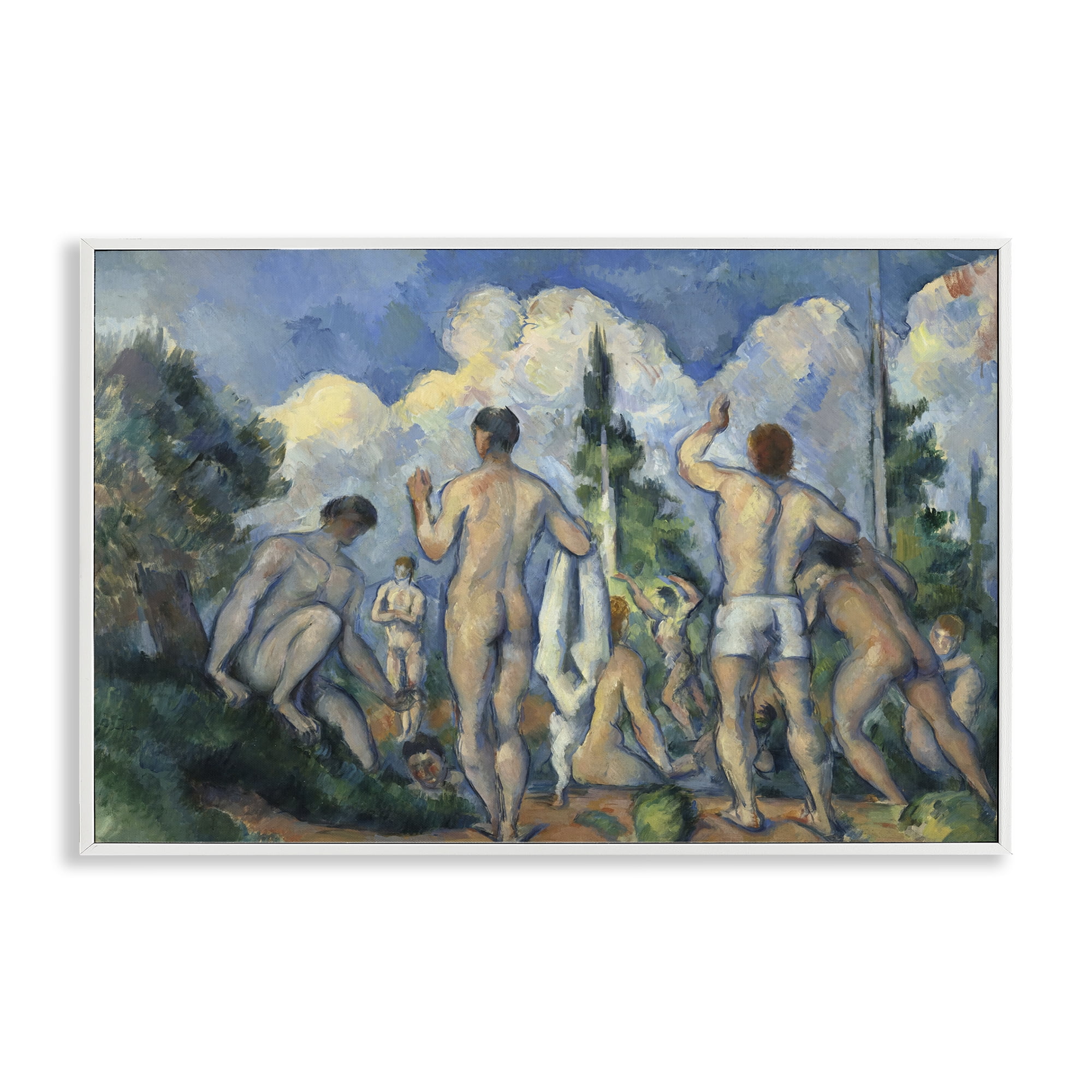 Stupell Industries Classic Cezanne Bathers People Painting White Framed Art Print Wall Art, 24 x 16
