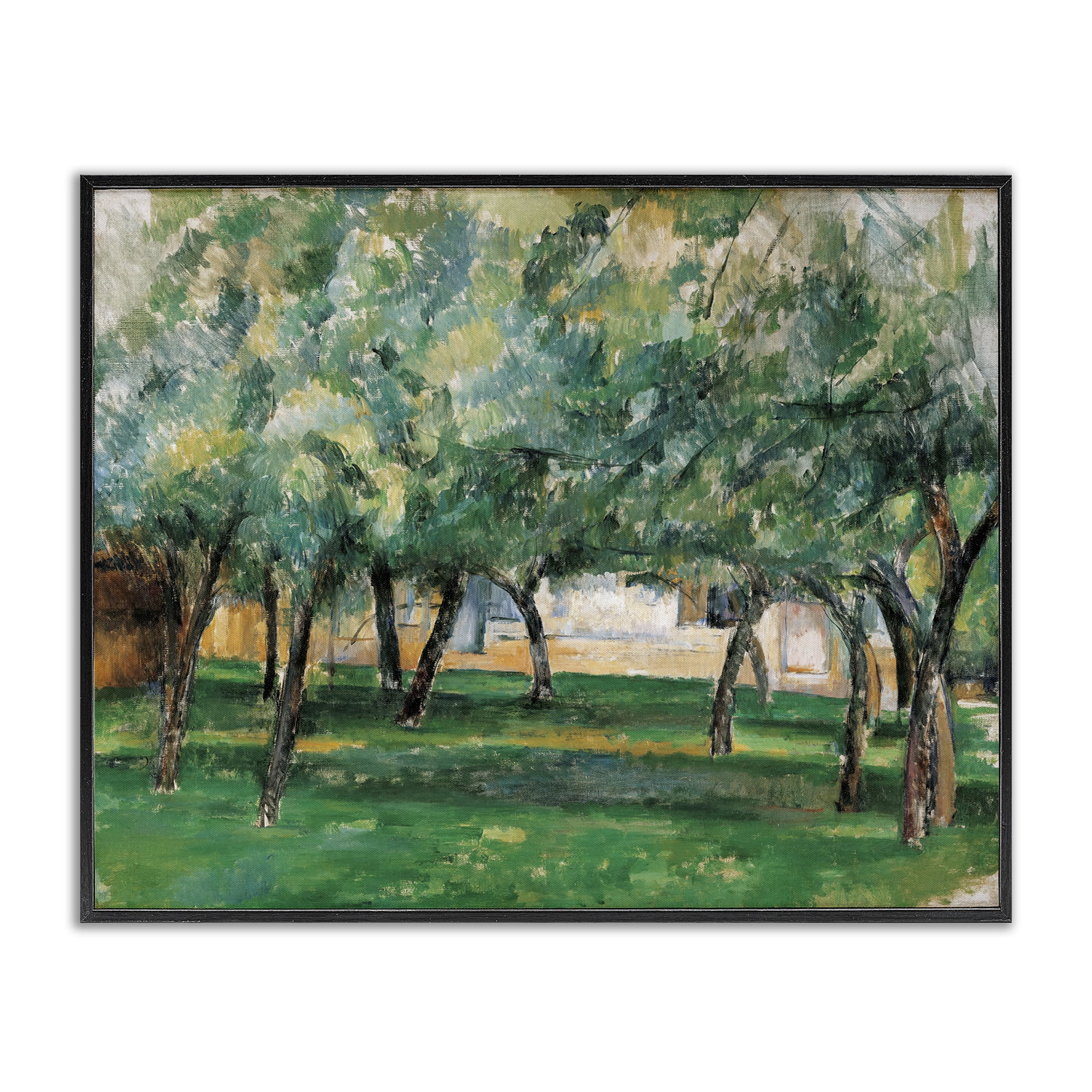 Stupell Industries Classic Cezanne Farm in Normandy Landscape & Nature Painting Black Framed Art Print Wall Art, 20 x 16