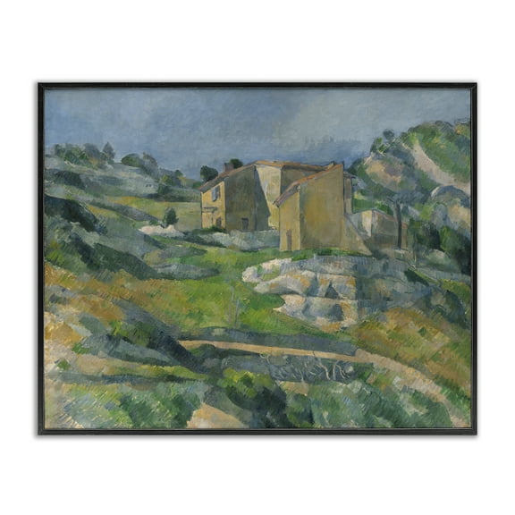 Stupell Industries Classic Cezanne Houses in Provence Landscape & Nature Painting Black Framed Art Print Wall Art, 14 x 11