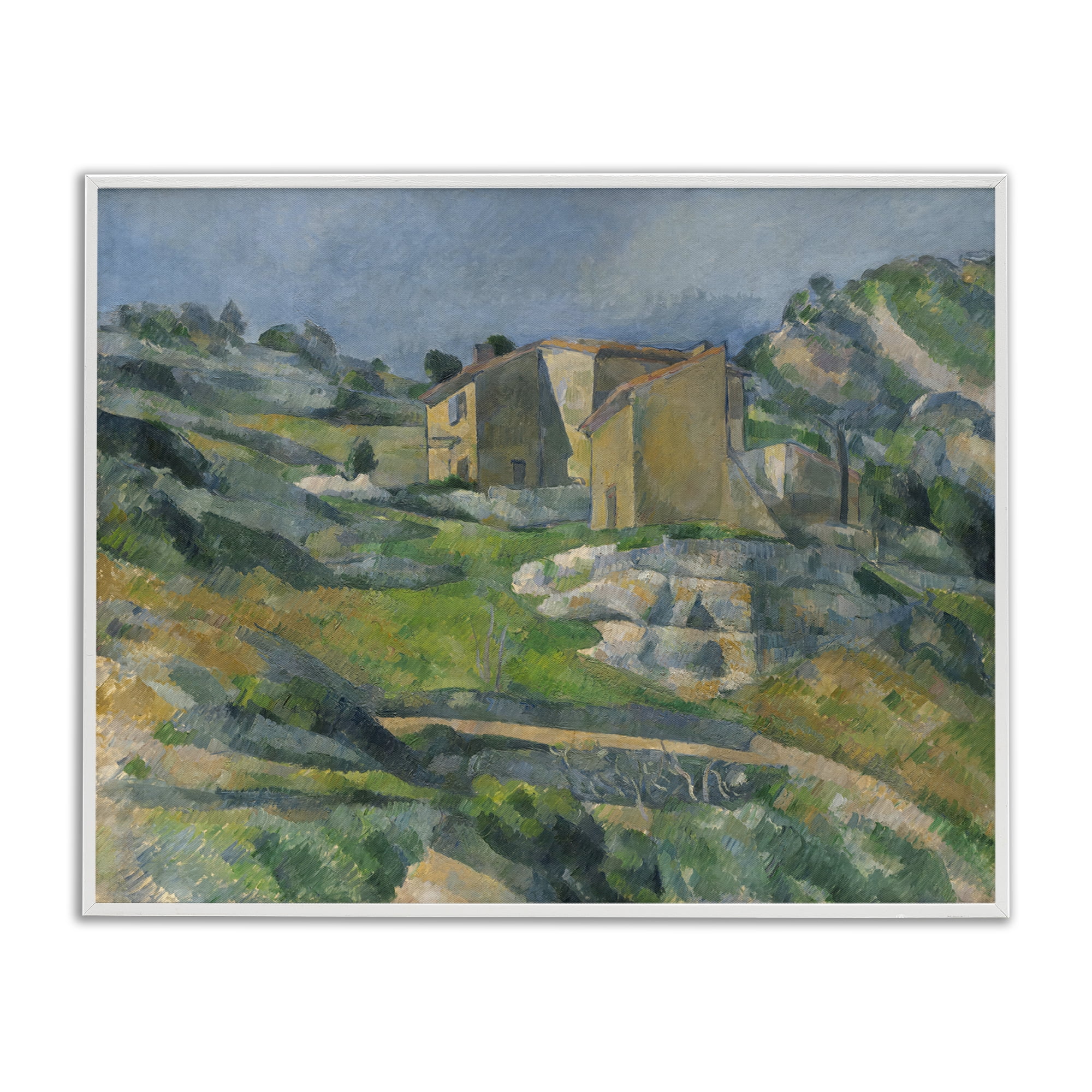 Stupell Industries Classic Cezanne Houses in Provence Landscape & Nature Painting White Framed Art Print Wall Art, 14 x 11