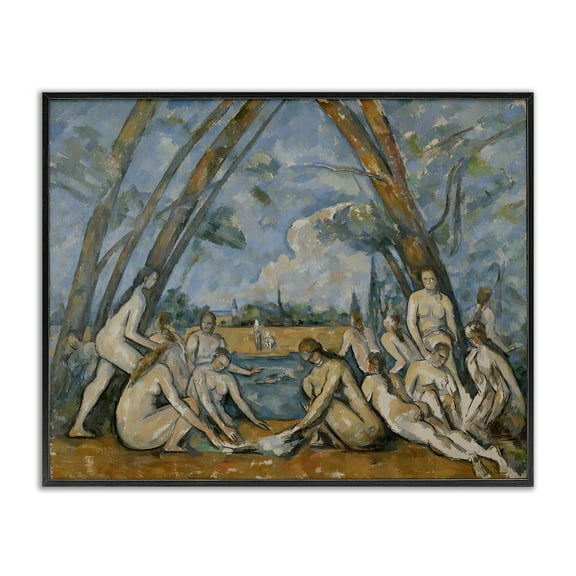 Stupell Industries Classic Cezanne Large Bathers People Painting Black Framed Art Print Wall Art, 14 x 11