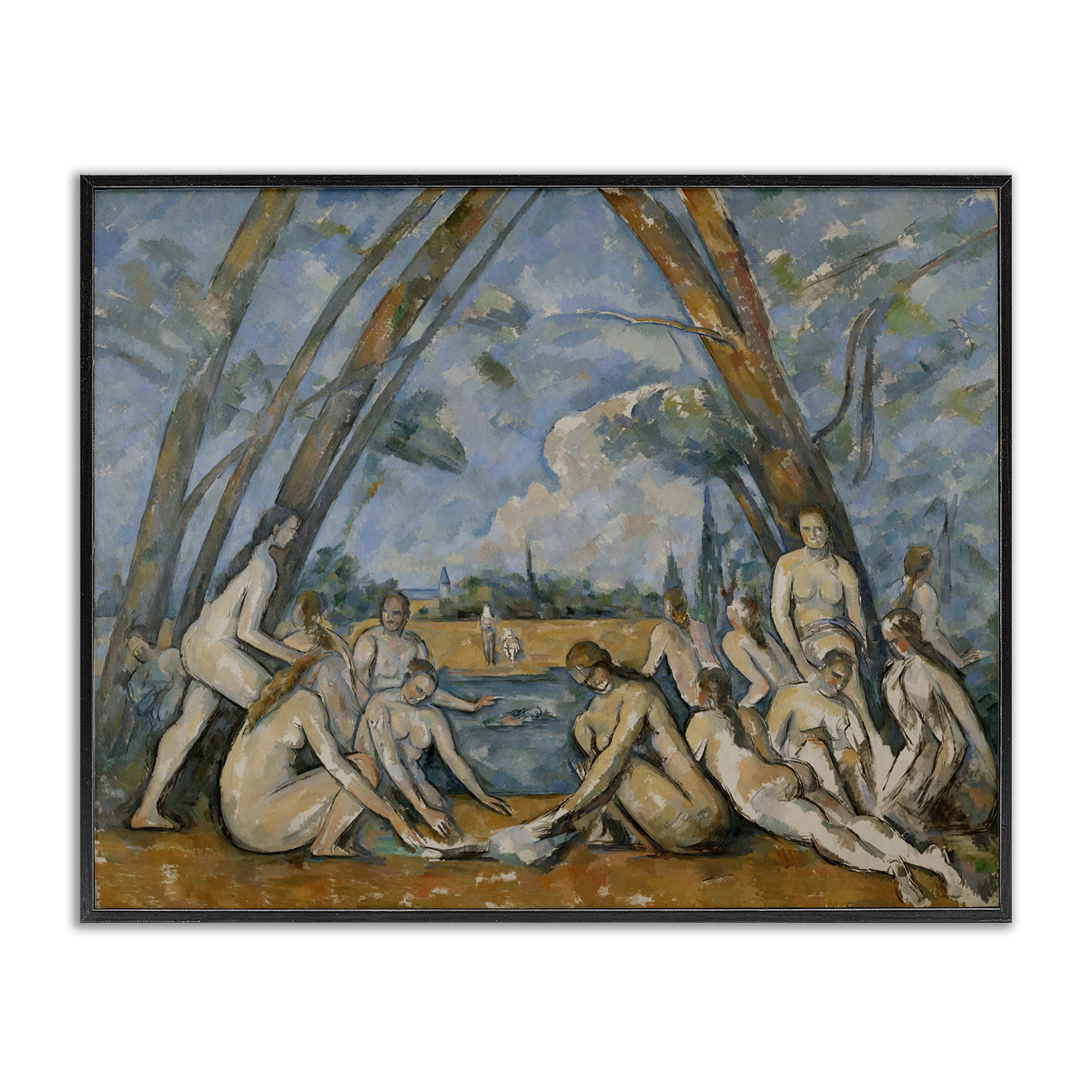 Stupell Industries Classic Cezanne Large Bathers People Painting Black Framed Art Print Wall Art, 30 x 24
