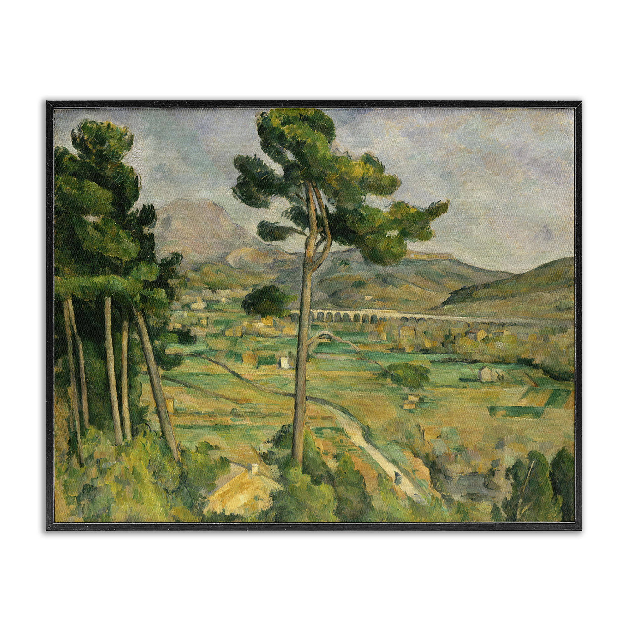Stupell Industries Classic Cezanne Mont Sainte-Victoire Landscape & Nature Painting Black Framed Art Print Wall Art, 14 x 11