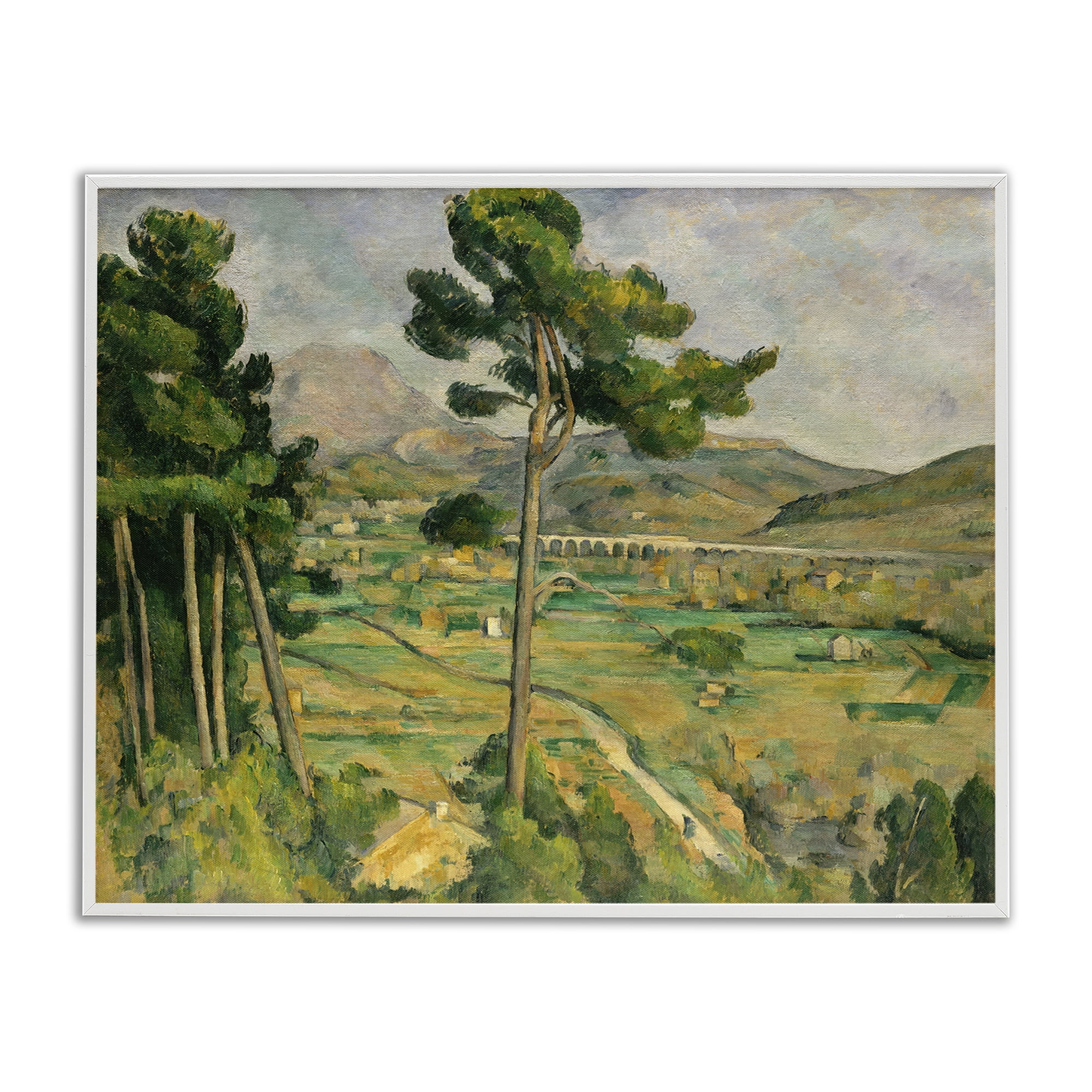 Stupell Industries Classic Cezanne Mont Sainte-Victoire Landscape & Nature Painting White Framed Art Print Wall Art, 30 x 24