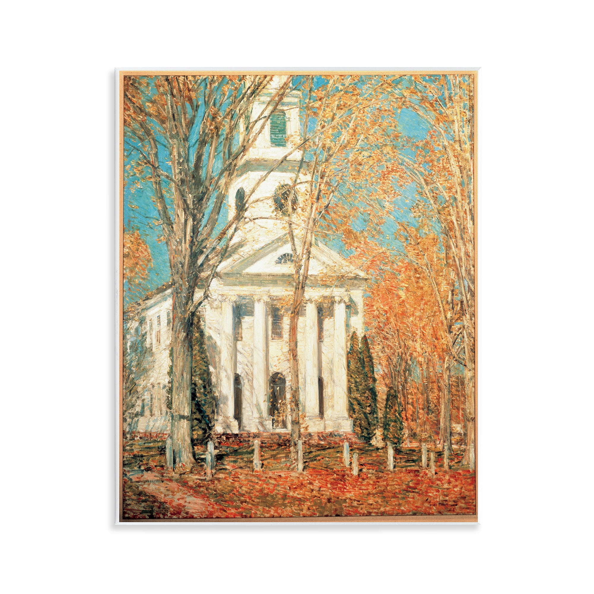Stupell Industries Classic Church At Old Lyme Buildings & Architecture Painting Unframed Art Print Wall Art, 11 x 14