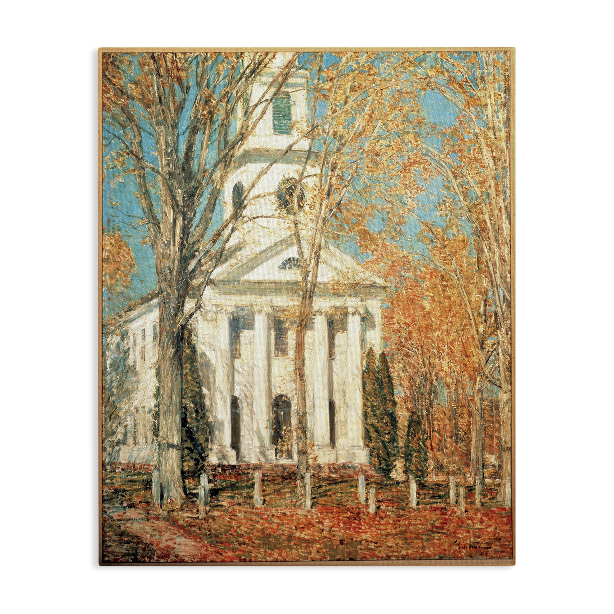 Stupell Industries Classic Church At Old Lyme Buildings & Architecture Painting Wrapped Canvas Art Print Wall Art, 30 x 40