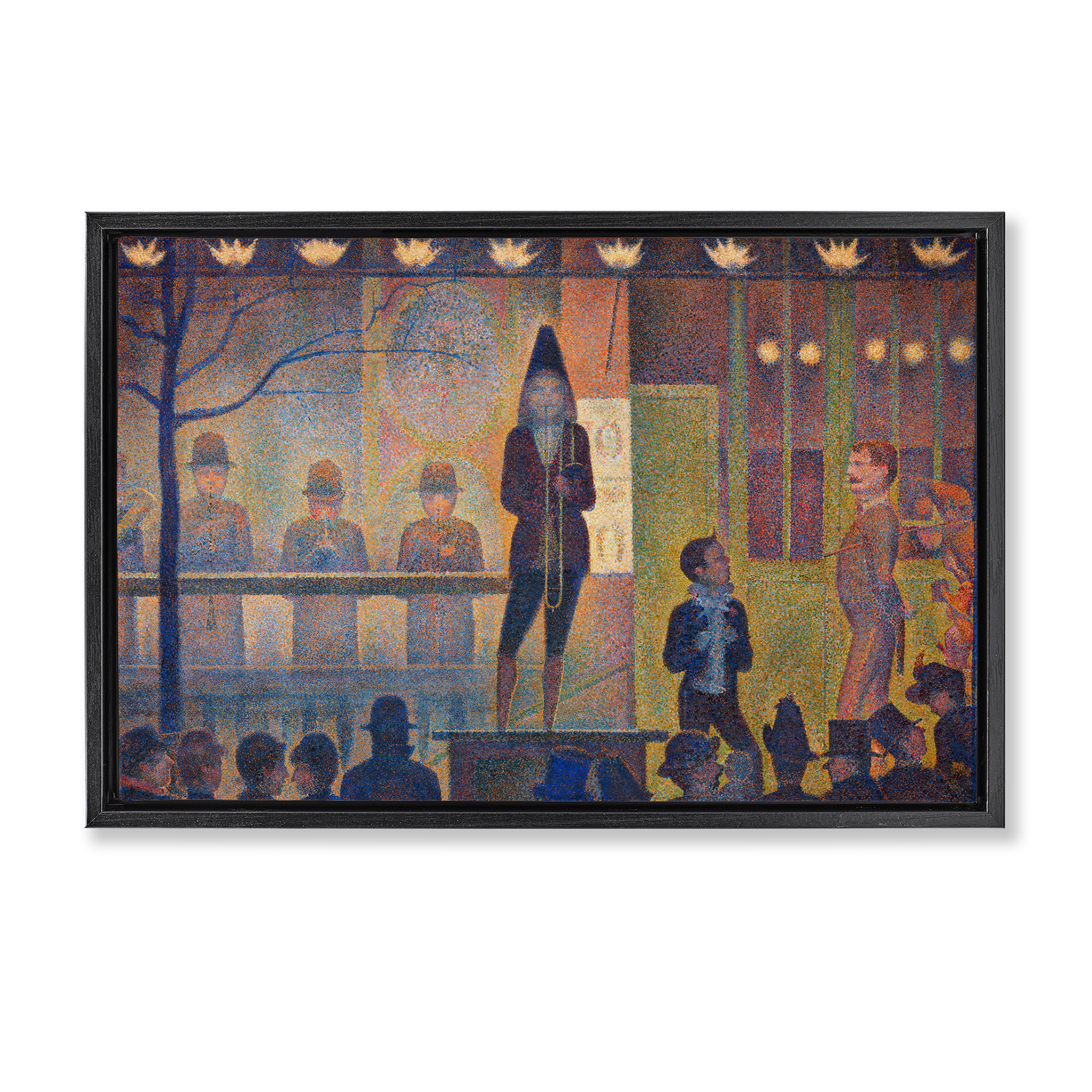 Stupell Industries Classic Circus Sideshow People Painting Black Floater Framed Canvas Art Print Wall Art, 25 x 17