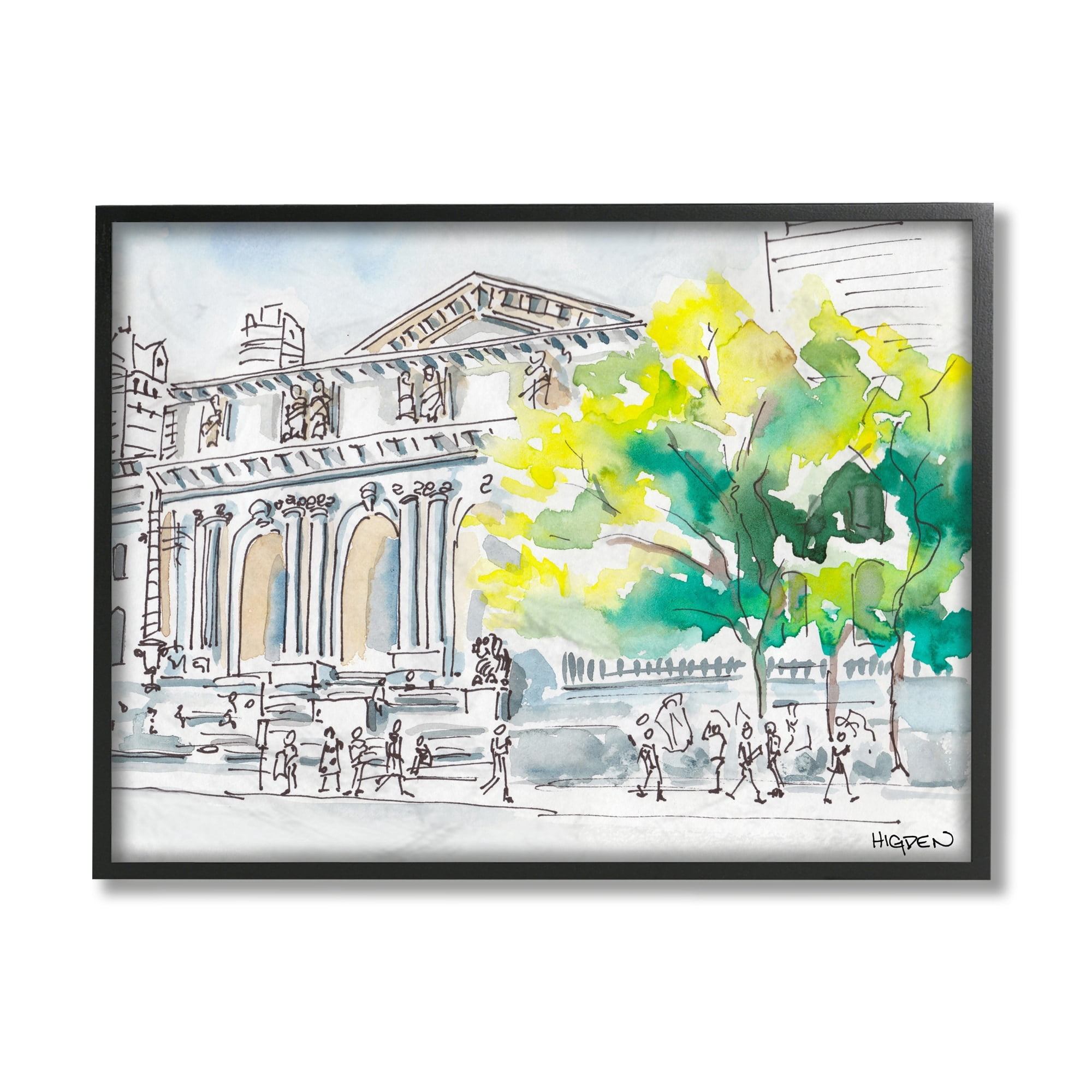 Stupell Industries Classic City Architecture Urban Watercolor Landscape Black Framed by Mark Higden