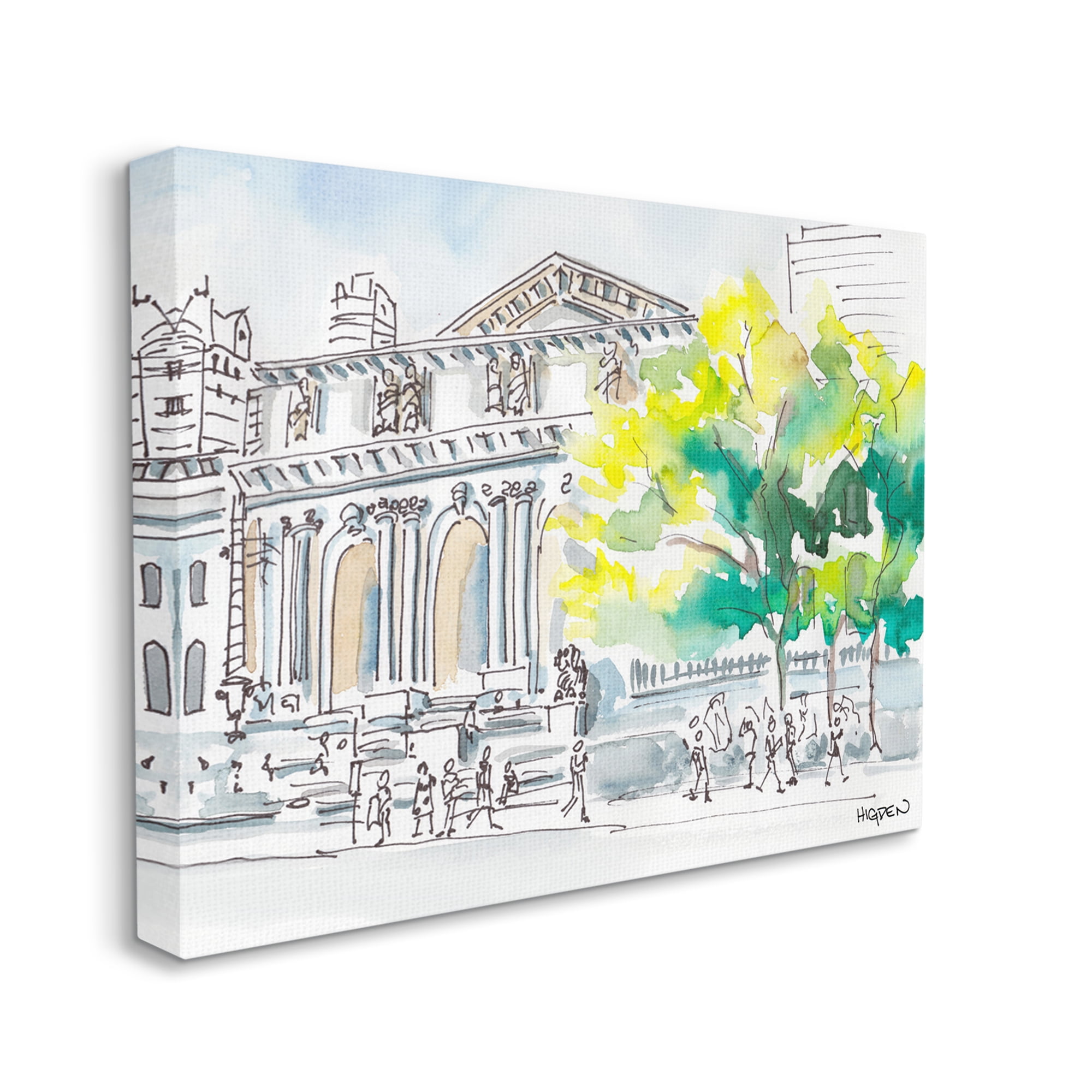 Stupell Industries Classic City Architecture Urban Watercolor Landscape Canvas Wall Art by Mark Higden
