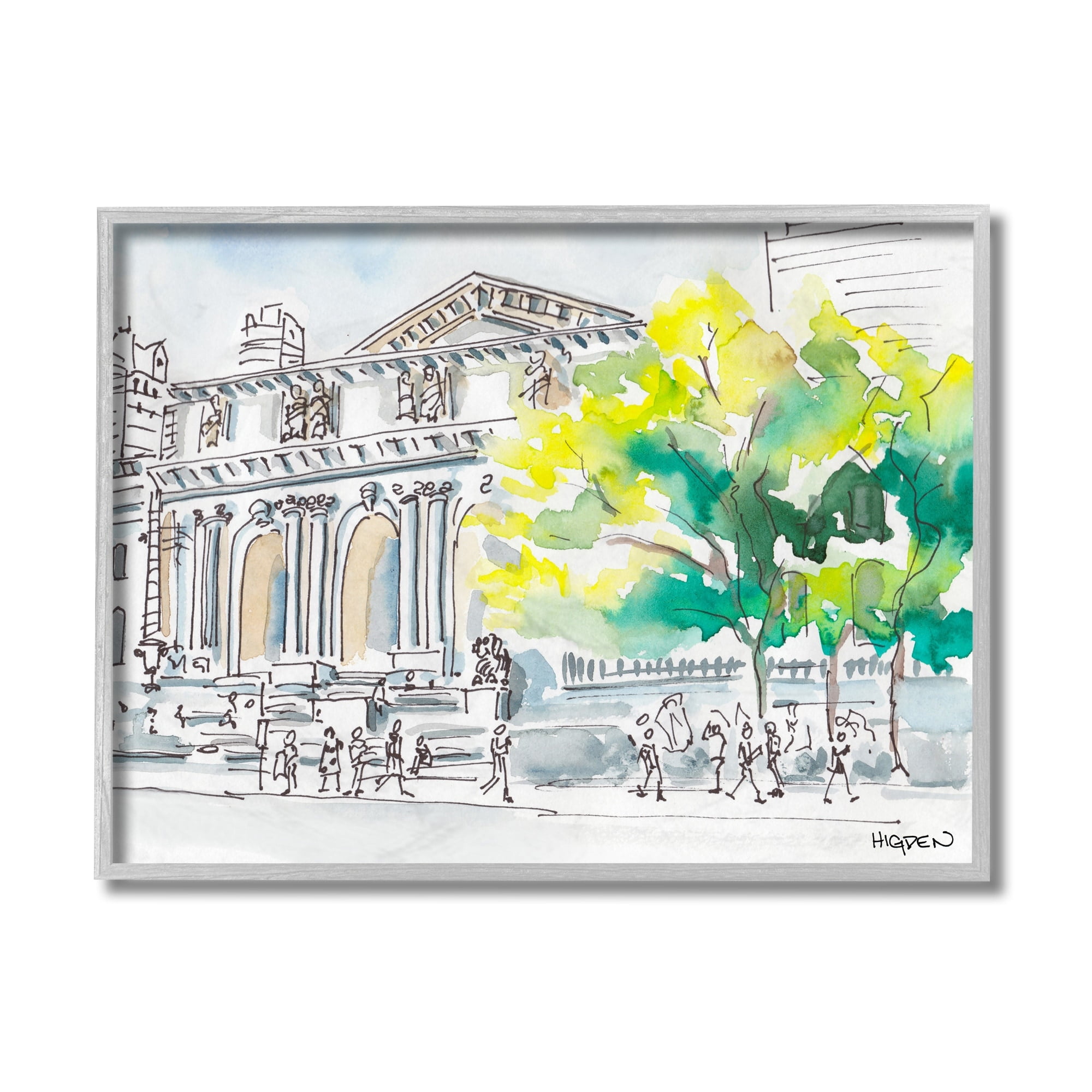 Stupell Industries Classic City Architecture Urban Watercolor Landscape Gray Framed by Mark Higden