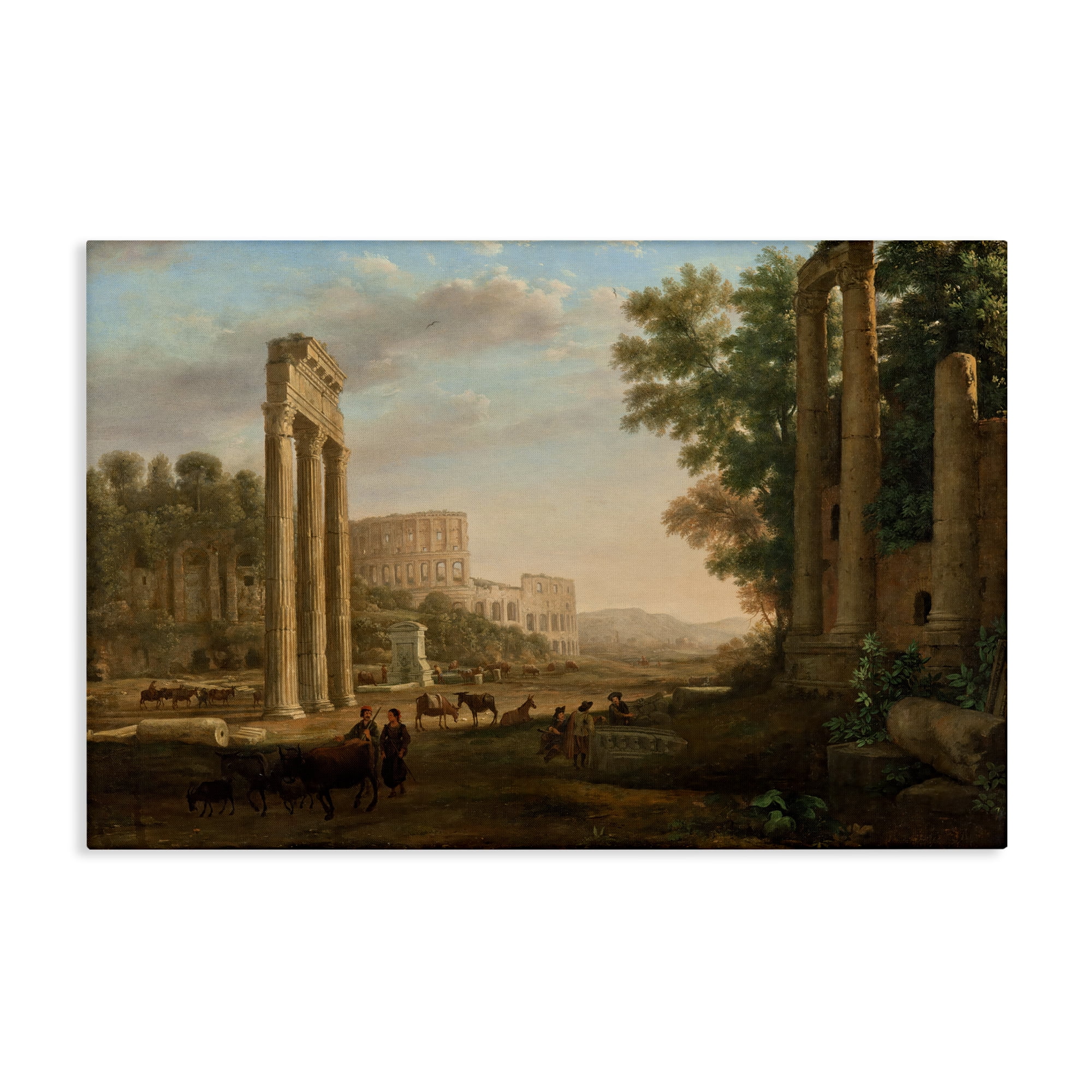 Stupell Industries Classic Claud Ruins of Roman Forum Buildings & Architecture Painting Wrapped Canvas Art Print Wall Art, 24 x 16