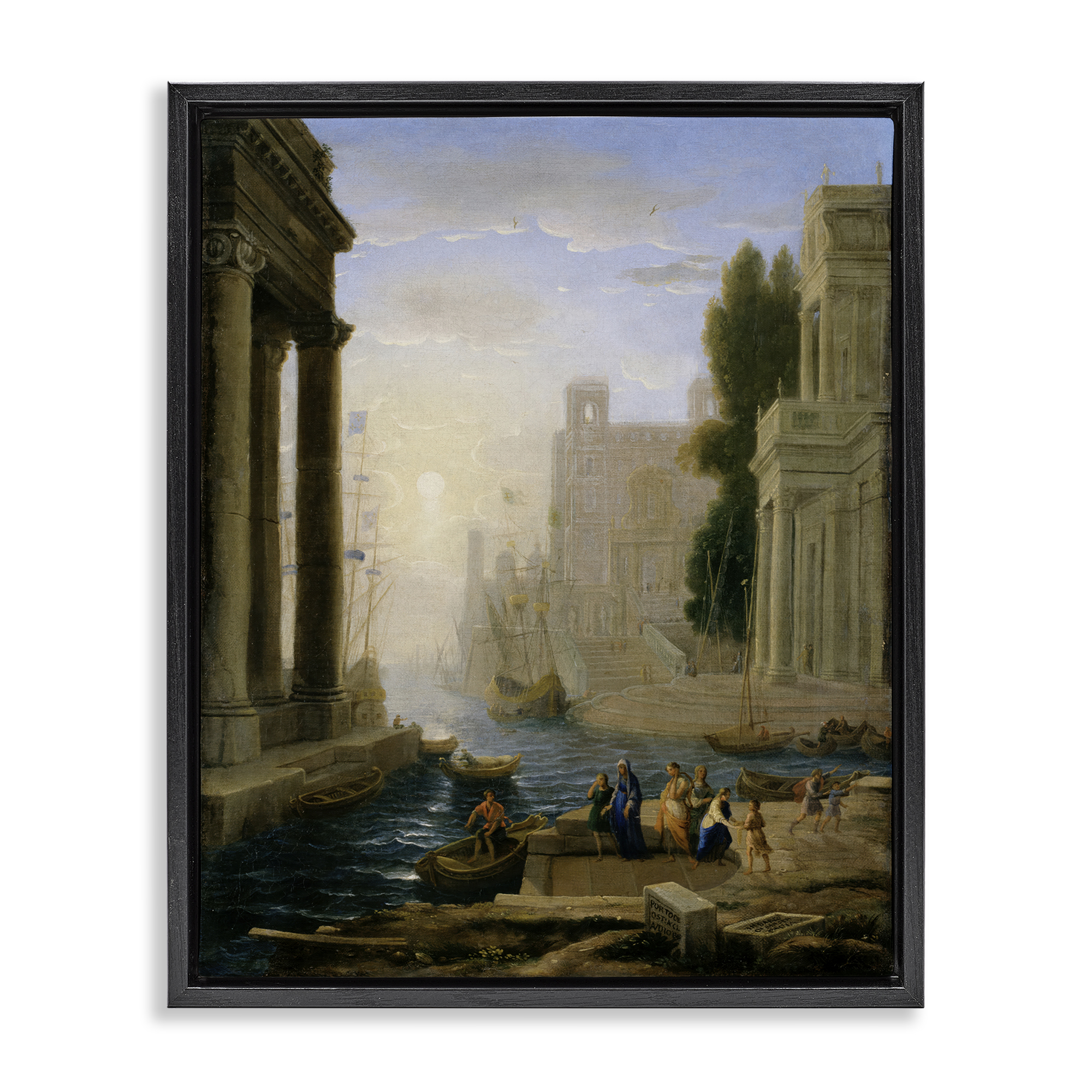 Stupell Industries Classic Claude Landscape Buildings & Architecture Painting Black Floater Framed Canvas Art Print Wall Art, 17 x 21