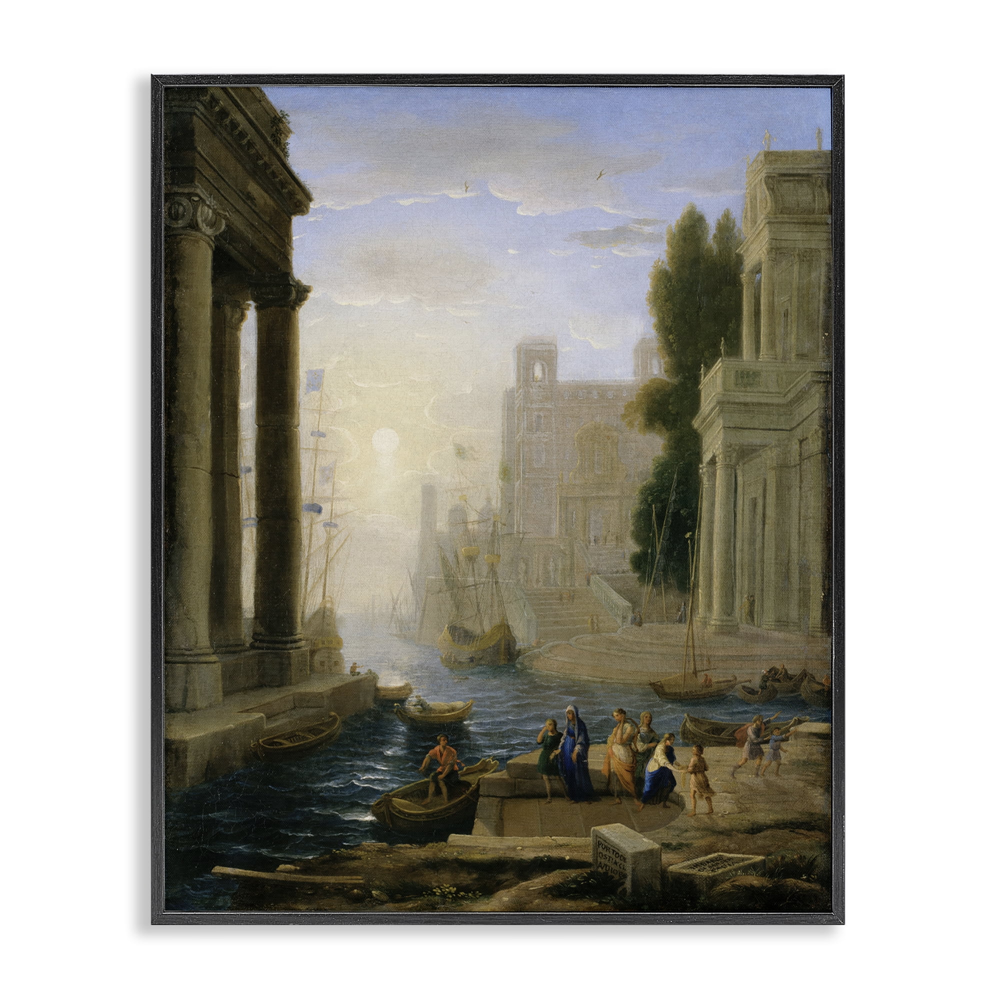 Stupell Industries Classic Claude Landscape Buildings & Architecture Painting Black Framed Art Print Wall Art, 16 x 20