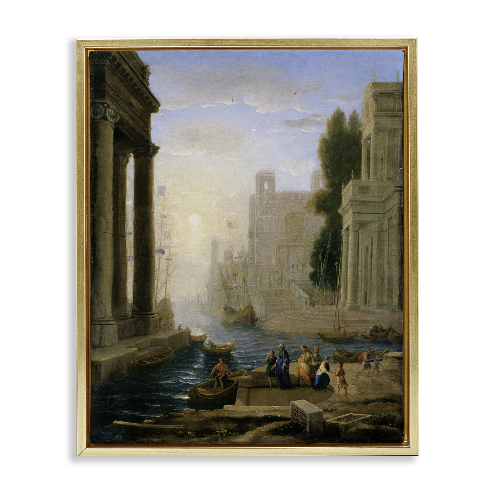 Stupell Industries Classic Claude Landscape Buildings & Architecture Painting Gold Floater Framed Canvas Art Print Wall Art, 25 x 31