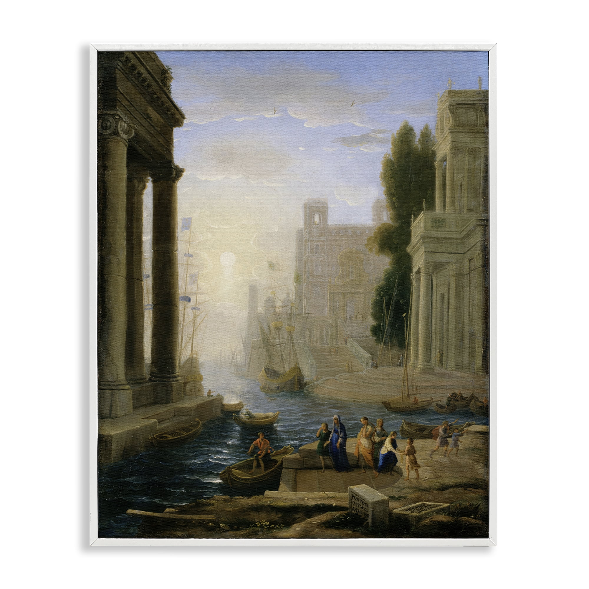 Stupell Industries Classic Claude Landscape Buildings & Architecture Painting White Framed Art Print Wall Art, 16 x 20
