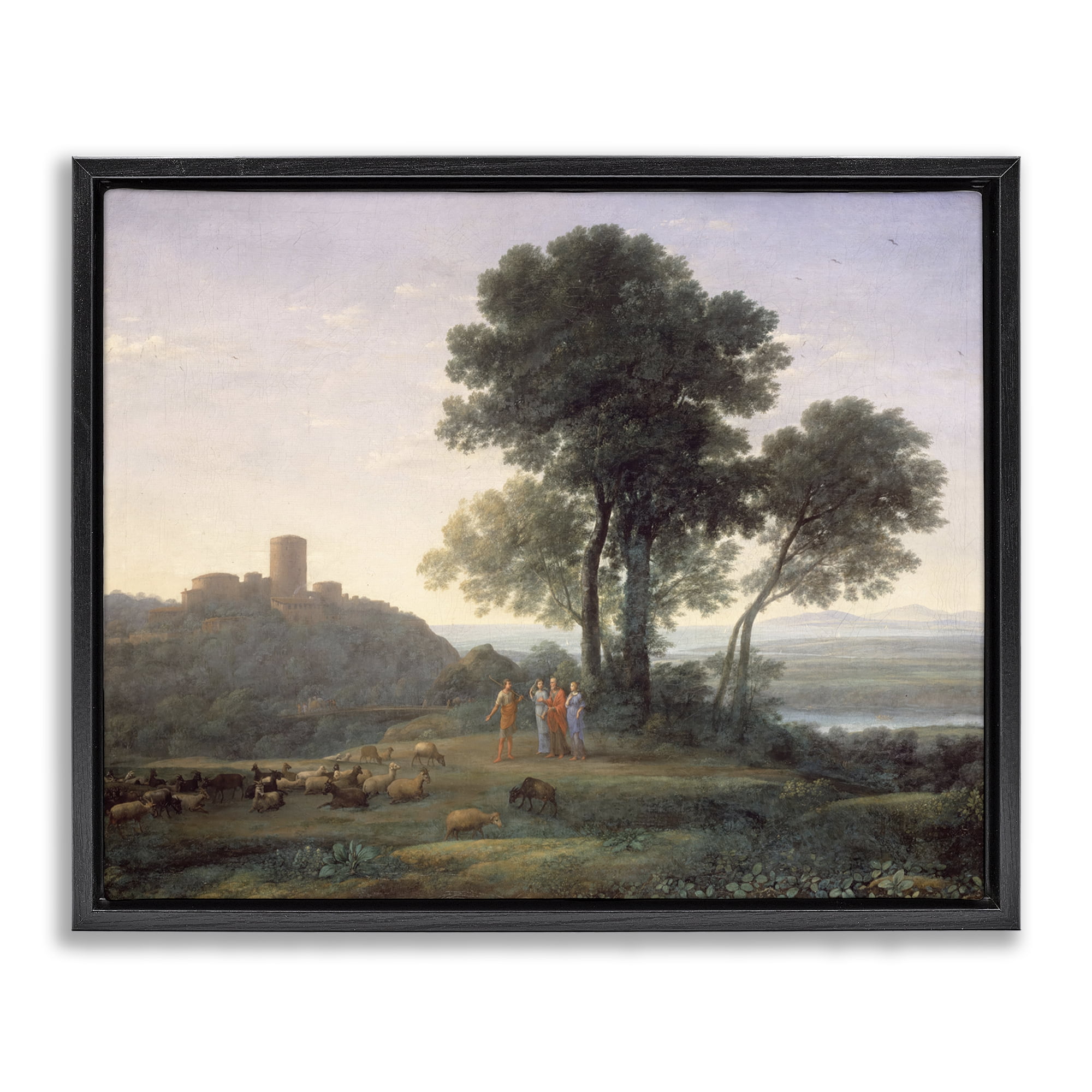 Stupell Industries Classic Claude Rural Landscape Landscape & Nature Painting Black Floater Framed Canvas Art Print Wall Art, 21 x 17