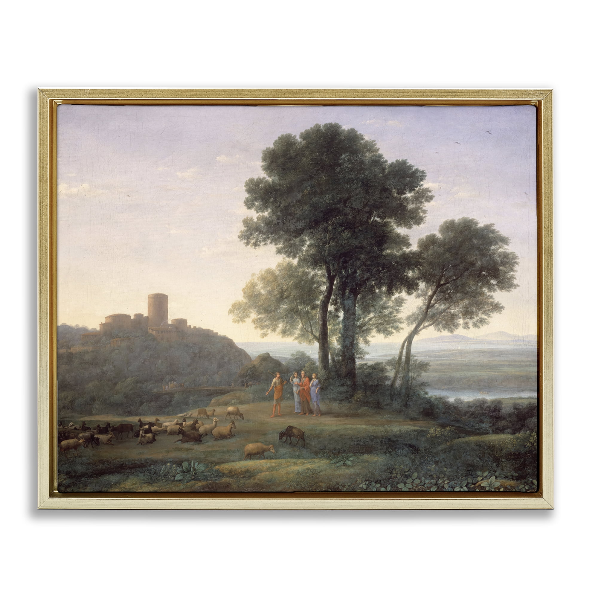 Stupell Industries Classic Claude Rural Landscape Landscape & Nature Painting Gold Floater Framed Canvas Art Print Wall Art, 31 x 25