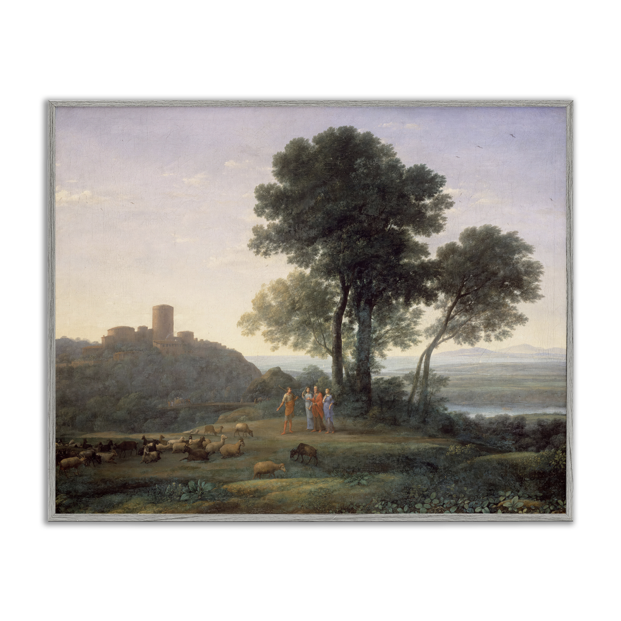 Stupell Industries Classic Claude Rural Landscape Landscape & Nature Painting Gray Framed Art Print Wall Art, 14 x 11