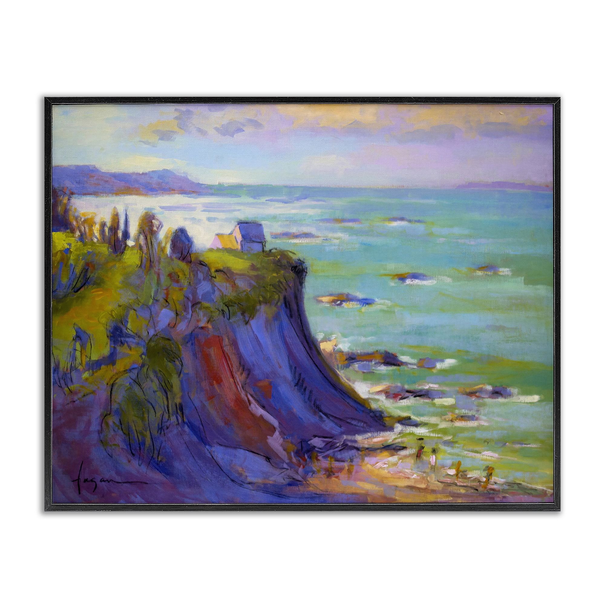 Stupell Industries Classic Cliff View Landscape & Nature Painting Black Framed Art Print Wall Art, 20 x 16