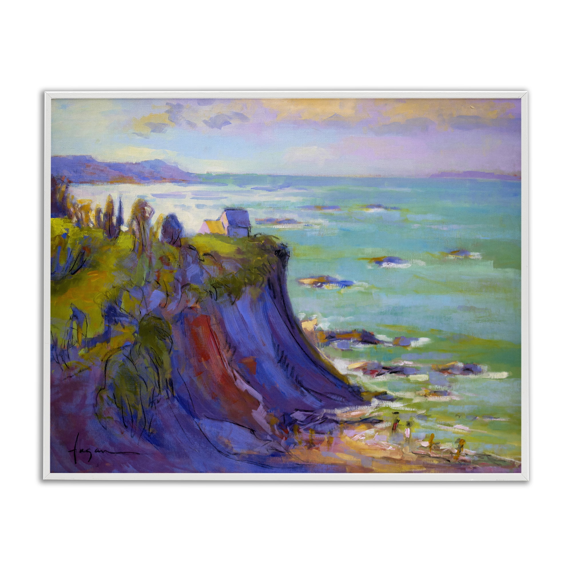 Stupell Industries Classic Cliff View Landscape & Nature Painting White Framed Art Print Wall Art, 20 x 16