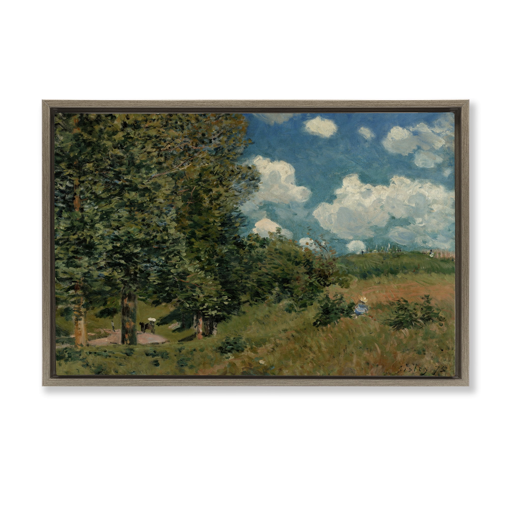 Stupell Industries Classic Cloudy Landscape Landscape & Nature Painting Brown Floater Framed Canvas Art Print Wall Art, 25 x 17