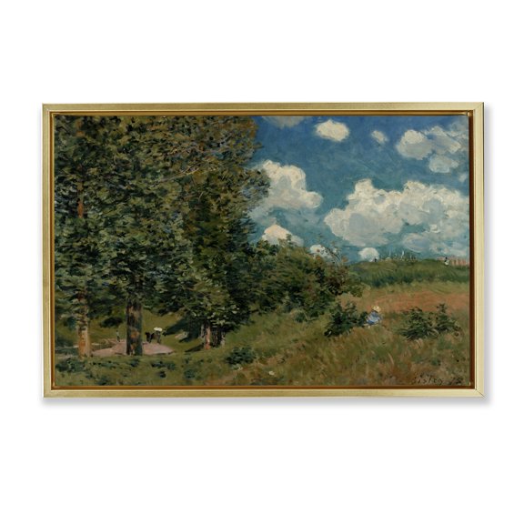 Stupell Industries Classic Cloudy Landscape Landscape & Nature Painting Gold Floater Framed Canvas Art Print Wall Art, 31 x 21