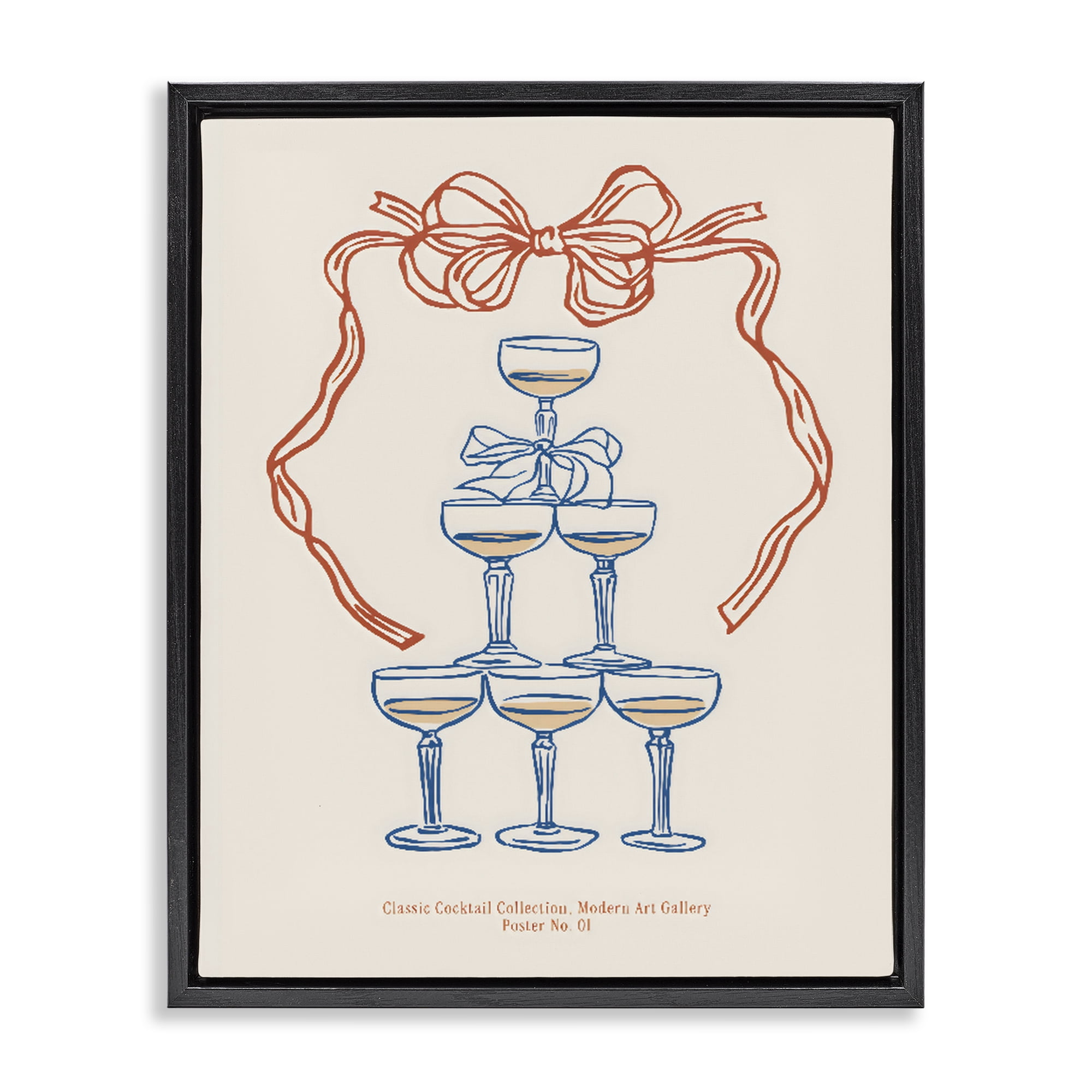 Stupell Industries Classic Cocktail Tower Black Framed Floater Canvas Wall Art, design by The Prints Vibe