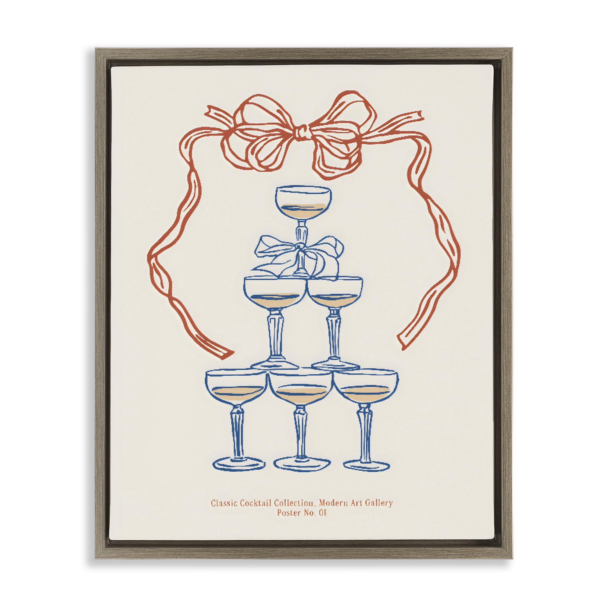Stupell Industries Classic Cocktail Tower Brown Framed Floater Canvas Wall Art, design by The Prints Vibe